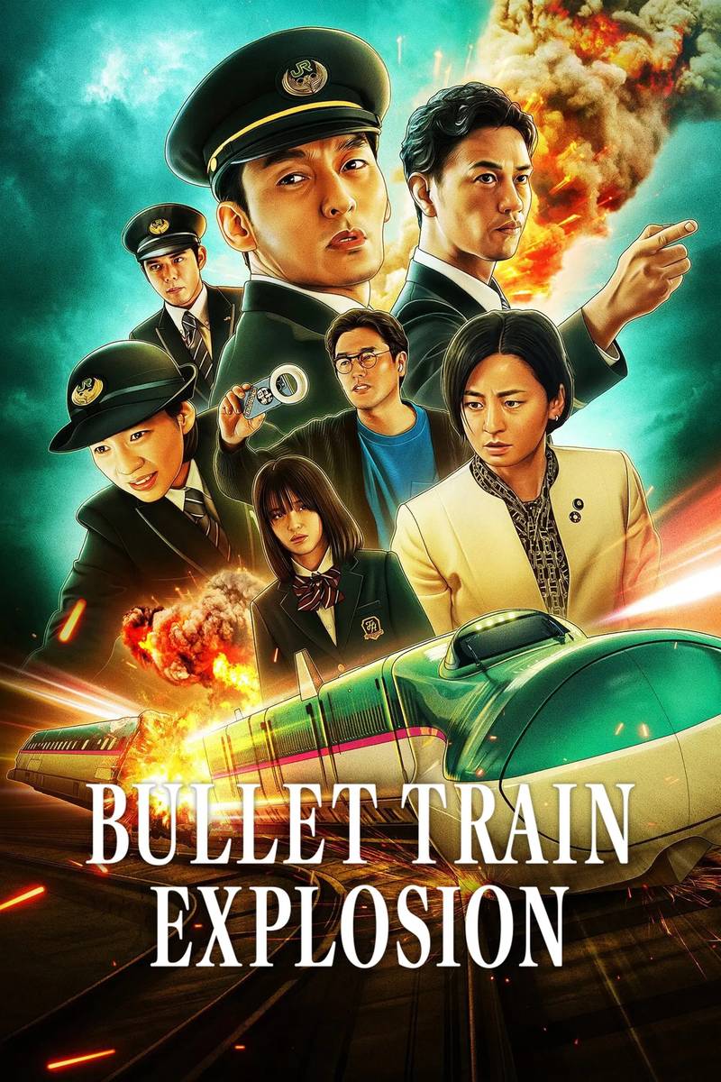 Poster chính thức của phim Phim Hành Động, Phim Giật Gân "Chuyến Tàu Viên Đạn Kinh Hoàng" (Bullet Train Explosion - 2025), với sự tham gia của diễn viên Tsuyoshi Kusanagi và Machiko Ono.