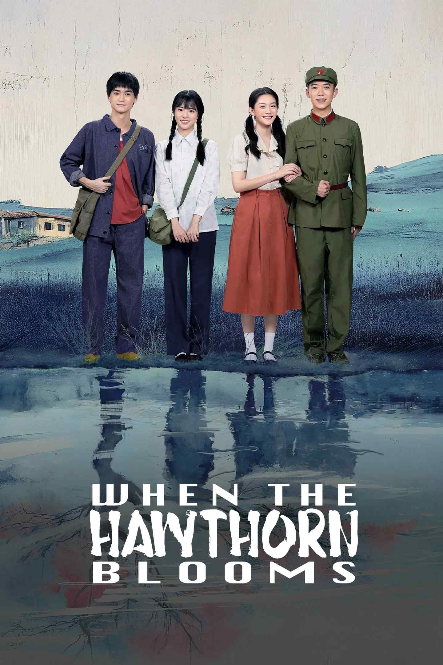 Poster chính thức của phim Phim Tâm Lý "Chuyện Tình Cây Sơn Tra" (When the Hawthorn Blooms - 2025), với sự tham gia của diễn viên Zhang Jiashuo và Jade Xu.