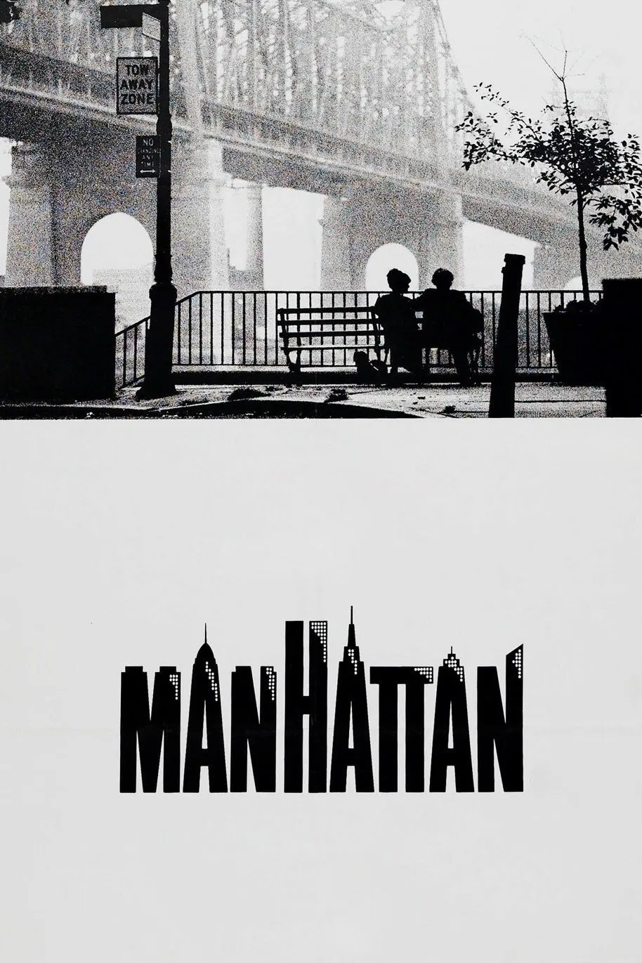 Poster chính thức của phim Phim Hài, Phim Tâm Lý "Chuyện Tình Manhattan" (Manhattan - 1979), với sự tham gia của diễn viên Woody Allen và Diane Keaton.