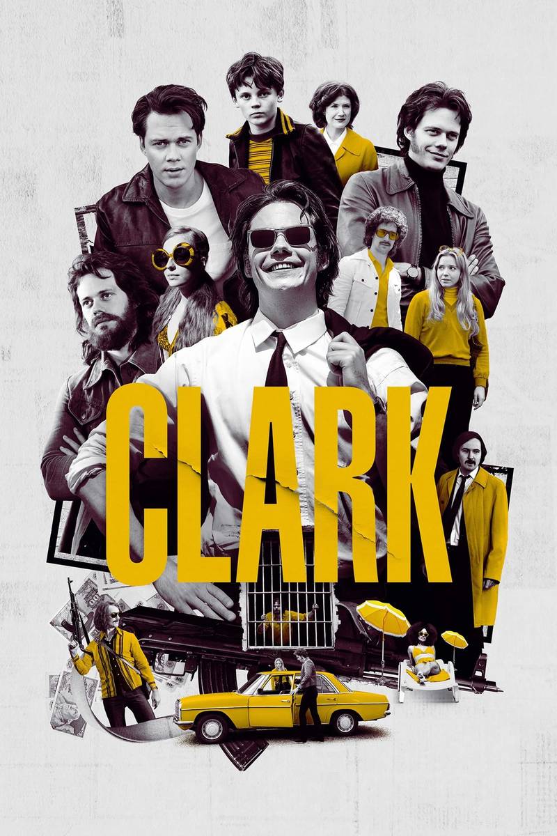 Poster chính thức của phim Phim Hình Sự, Phim Tâm Lý "Clark" (Clark - 2022), với sự tham gia của diễn viên Bill Skarsgård và Lukas Wetterberg.