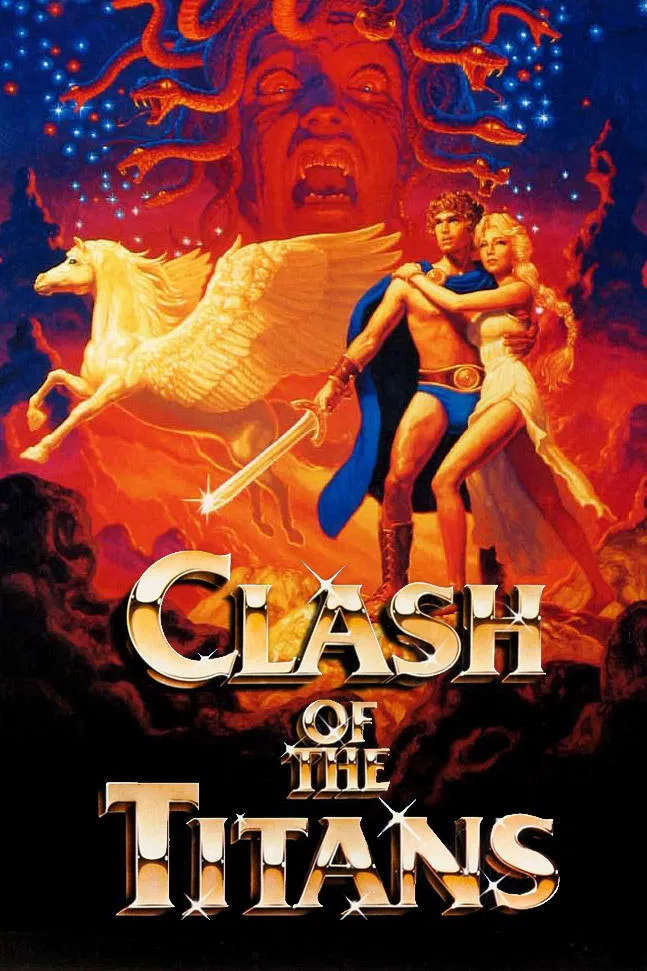 Poster chính thức của phim Phim Phiêu Lưu, Phim Giả Tượng "Clash of the Titans" (Clash of the Titans - 1981), với sự tham gia của diễn viên Harry Hamlin và Judi Bowker.