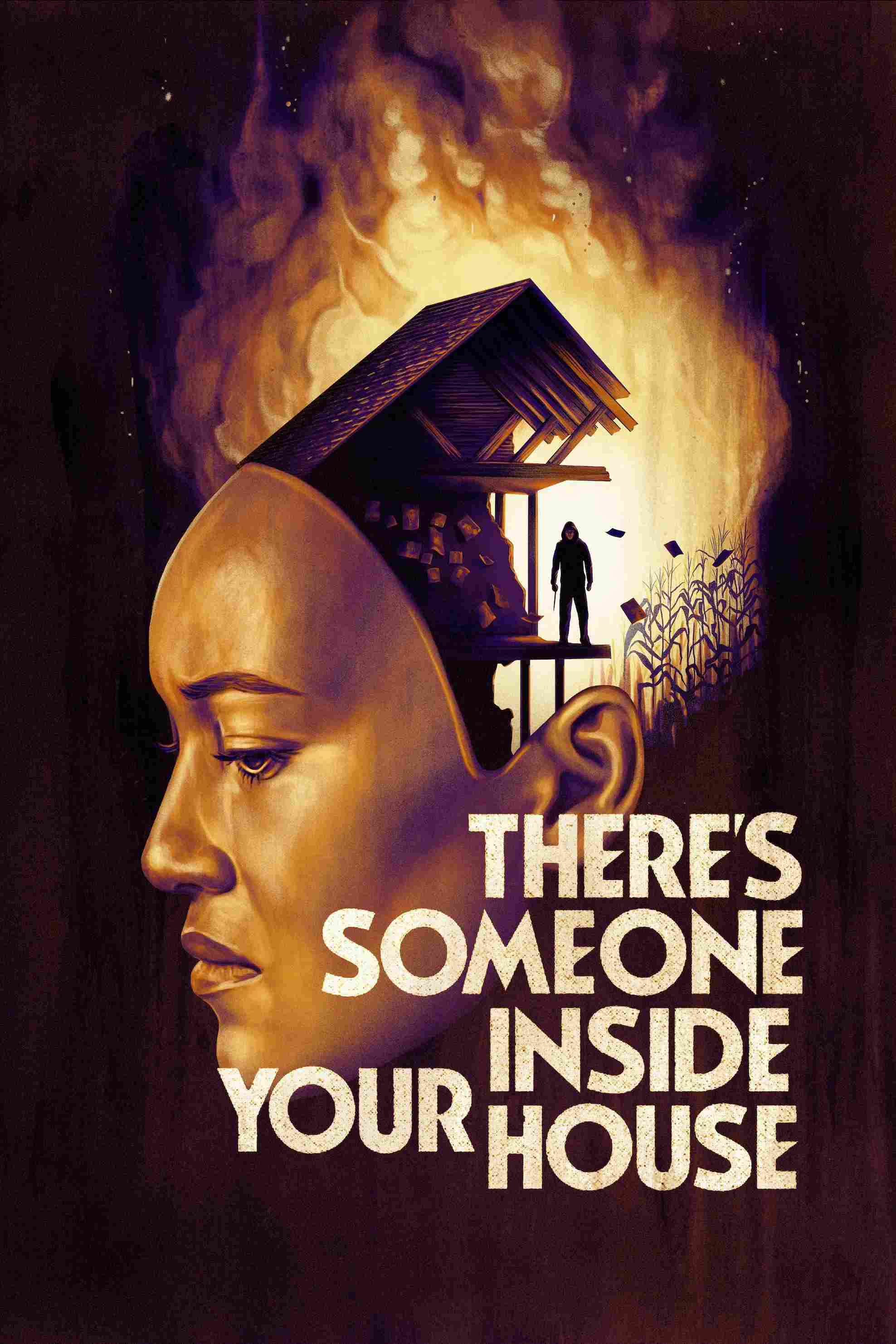 Poster chính thức của phim Phim Kinh Dị, Phim Bí Ẩn "Có Ai Đó Trong Ngôi Nhà" (There's Someone Inside Your House - 2021), với sự tham gia của diễn viên Sydney Park và Théodore Pellerin.