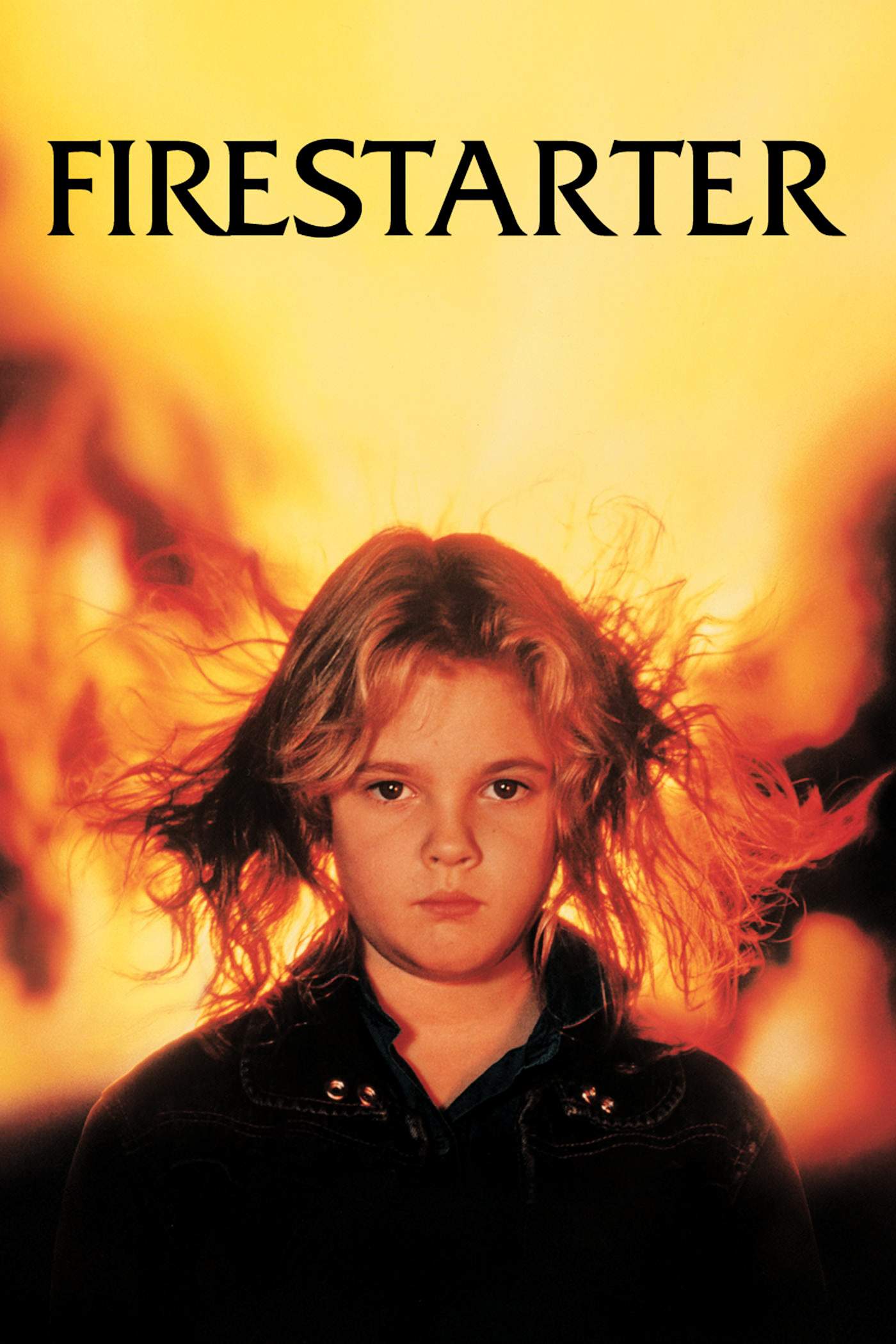 Poster chính thức của phim Phim Kinh Dị, Phim Viễn Tưởng "Cô Bé Thần Lửa" (Firestarter - 1984), với sự tham gia của diễn viên David Keith và Drew Barrymore.