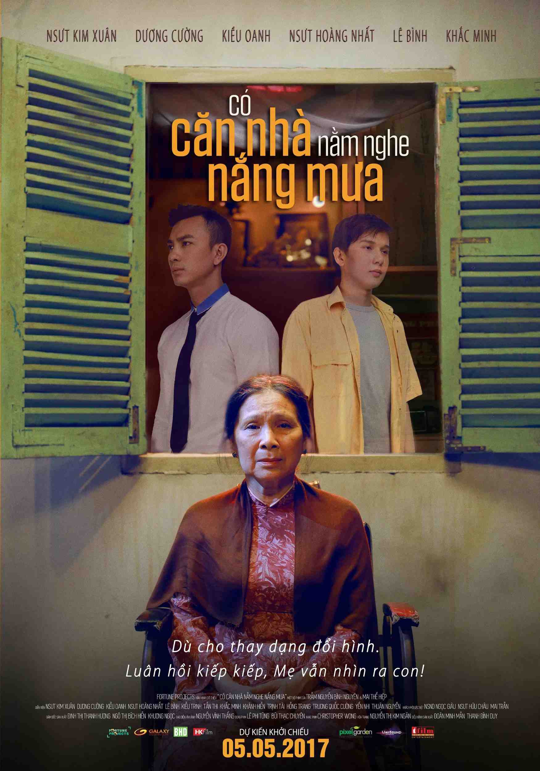Poster chính thức của phim Phim Tâm Lý, Phim Gia Đình "Có Căn Nhà Nằm Nghe Nắng Mưa" (Có Căn Nhà Nằm Nghe Nắng Mưa - 2017), với sự tham gia của diễn viên Khắc Minh và Kim Xuân.