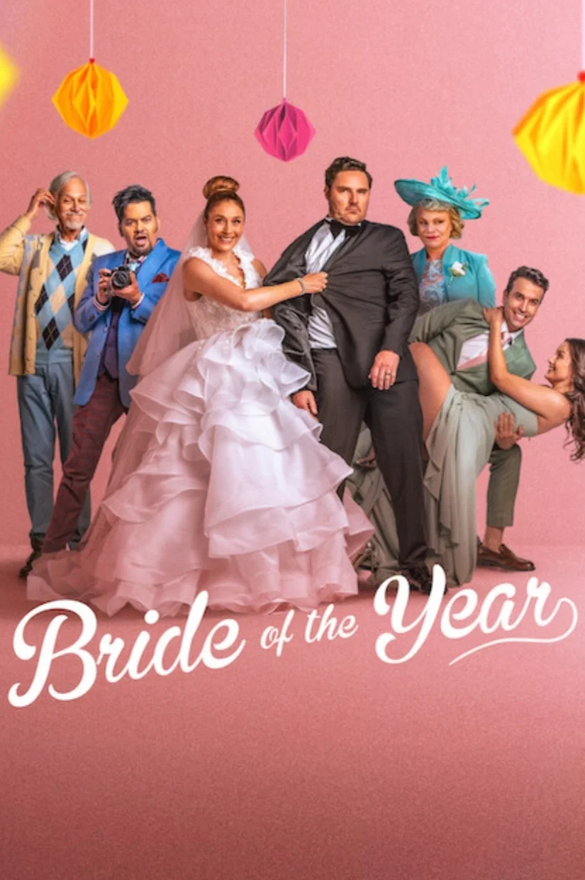 Poster chính thức của phim Phim Hài, Phim Tình Cảm "Cô Dâu Của Năm (Bruid van die Jaar)" (Bride of the Year - 2026), với sự tham gia của diễn viên Carine Rous và Bouwer Bosch.