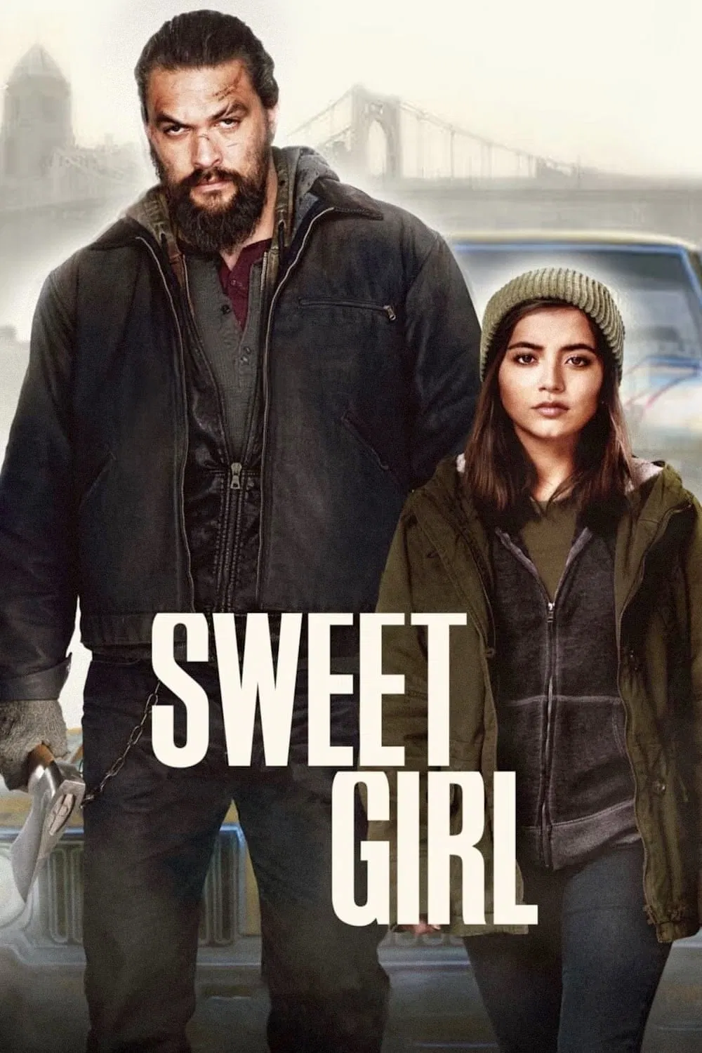 Poster chính thức của phim Phim Hành Động, Phim Giật Gân "Cô Gái Ngọt Ngào" (Sweet Girl - 2021), với sự tham gia của diễn viên Jason Momoa và Isabela Merced.