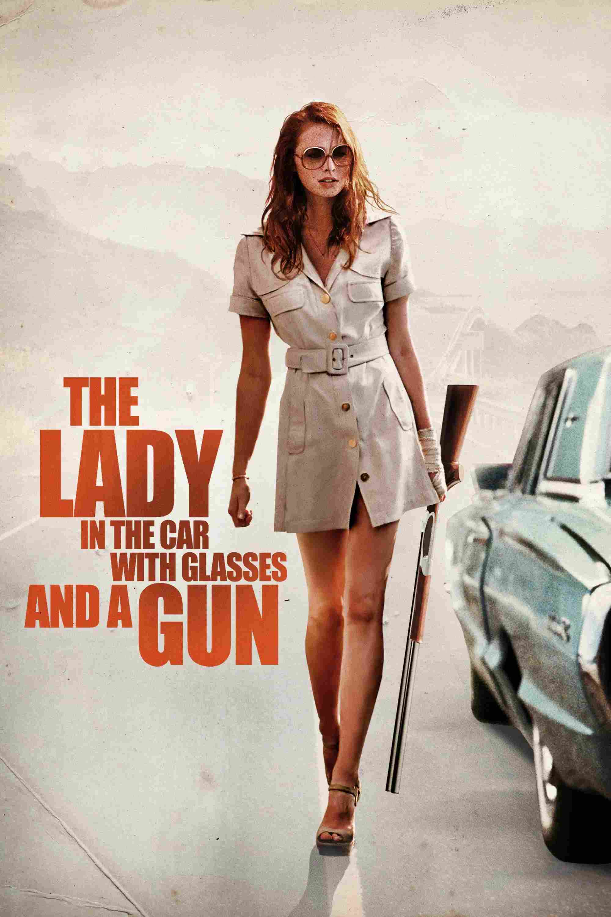 Poster chính thức của phim Phim Giật Gân, Phim Tâm Lý "Cô Gái Trong Xe Đeo Kính Với Khẩu Súng" (The Lady in the Car with Glasses and a Gun - 2015), với sự tham gia của diễn viên Freya Mavor và Stacy Martin.