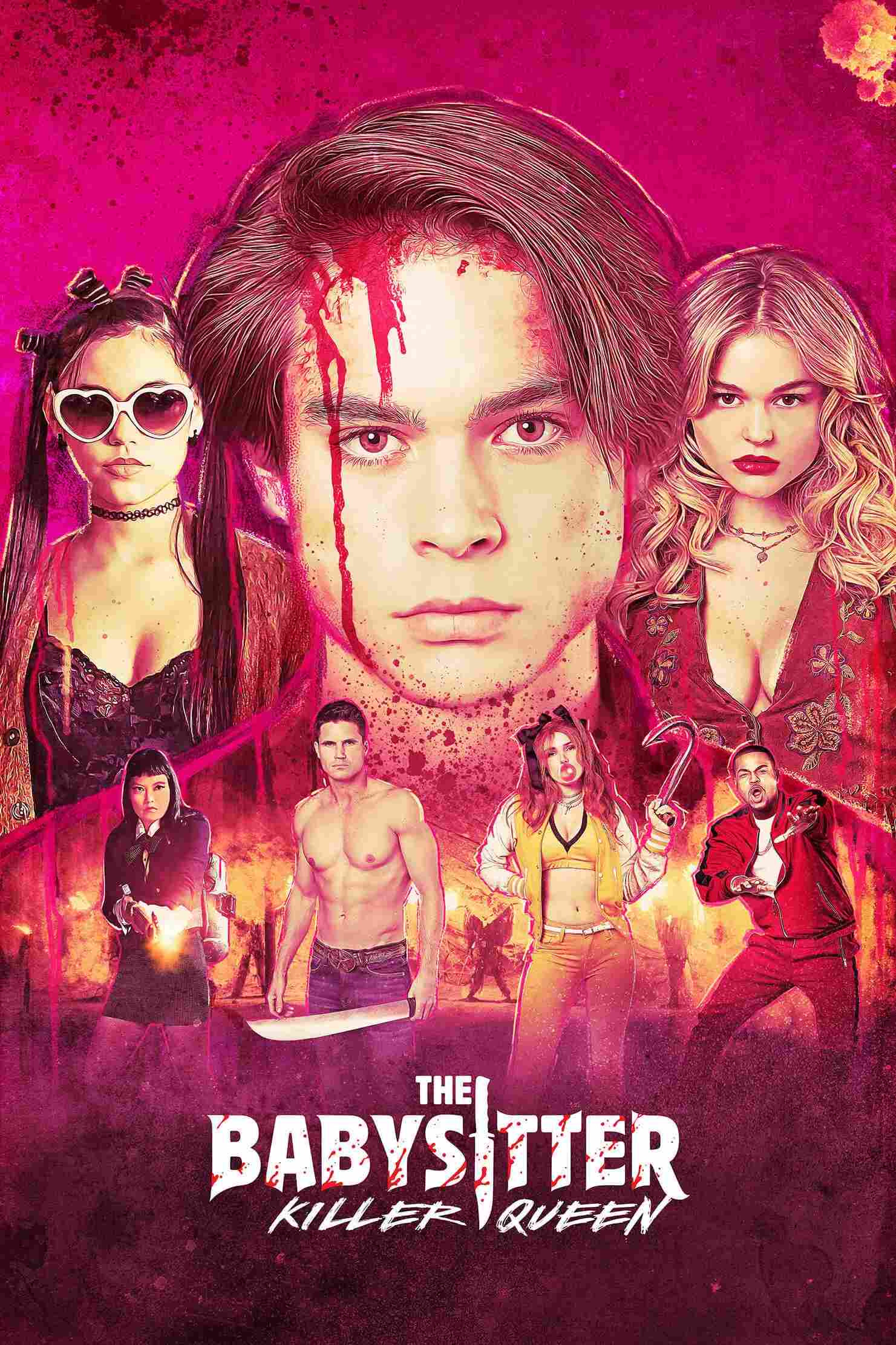 Poster chính thức của phim Phim Hài, Phim Kinh Dị "Cô Giữ Trẻ: Nữ Hoàng Sát Nhân" (The Babysitter: Killer Queen - 2020), với sự tham gia của diễn viên Judah Lewis và Jenna Ortega.