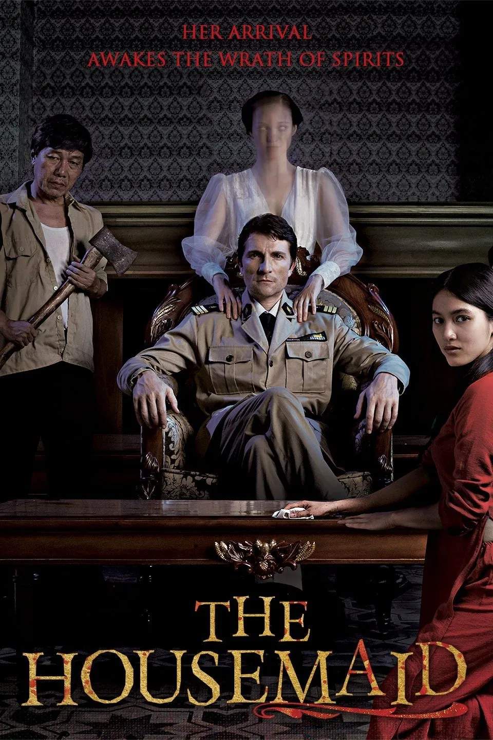 Poster chính thức của phim Phim Tình Cảm, Phim Kinh Dị "Cô hầu gái (bản Việt Nam)" (The Housemaid - 2016), với sự tham gia của diễn viên Nhung Kate và Jean-Michel Richaud.