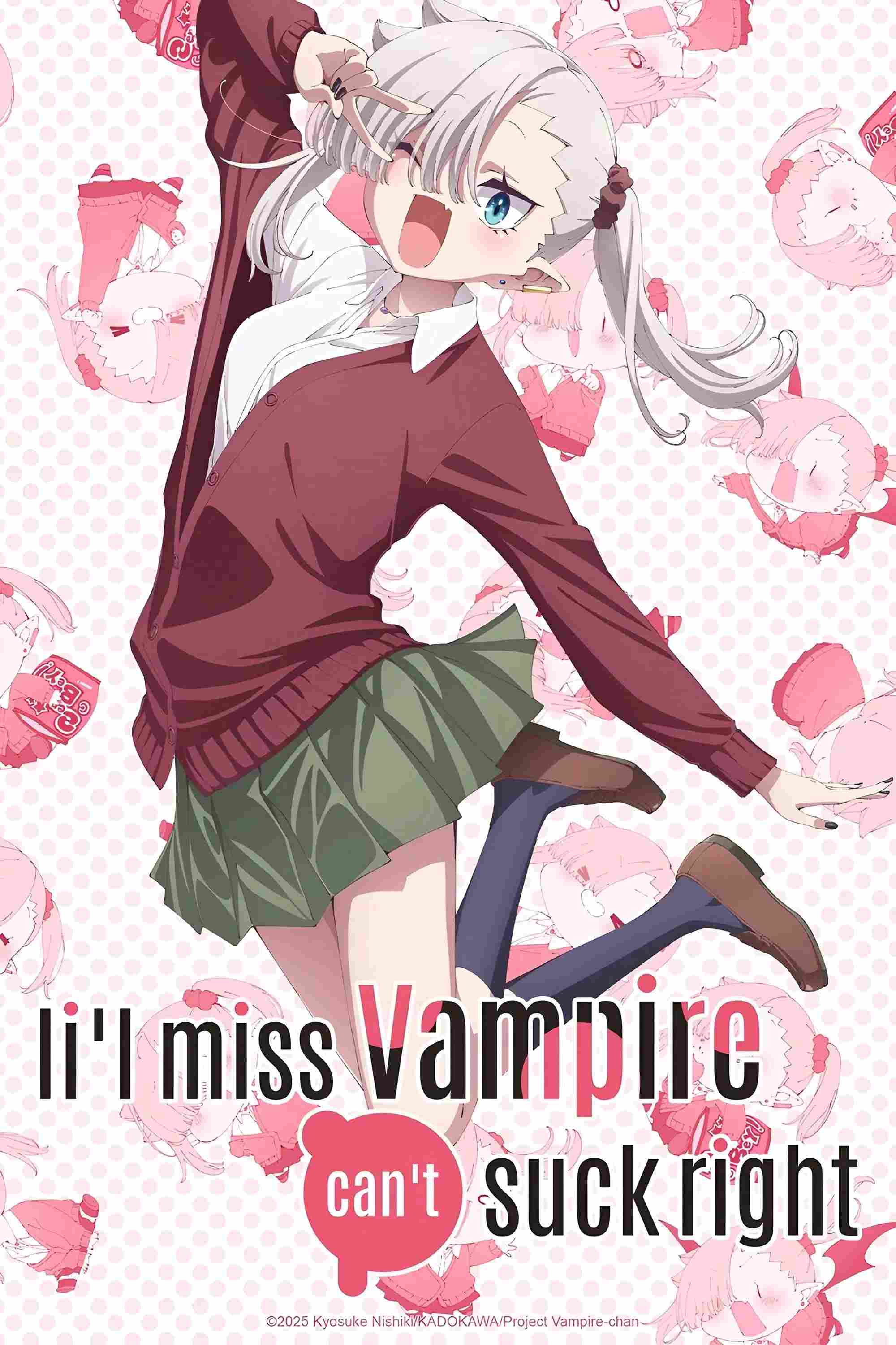 Poster chính thức của phim Phim Hoạt Hình, Phim Hài "Cô Ma Cà Rồng Nhỏ Bé Không Thể Hút Đúng Cách" (Li'l Miss Vampire Can't Suck Right - 2025), với sự tham gia của diễn viên Minami Tanaka và Kensho Ono.