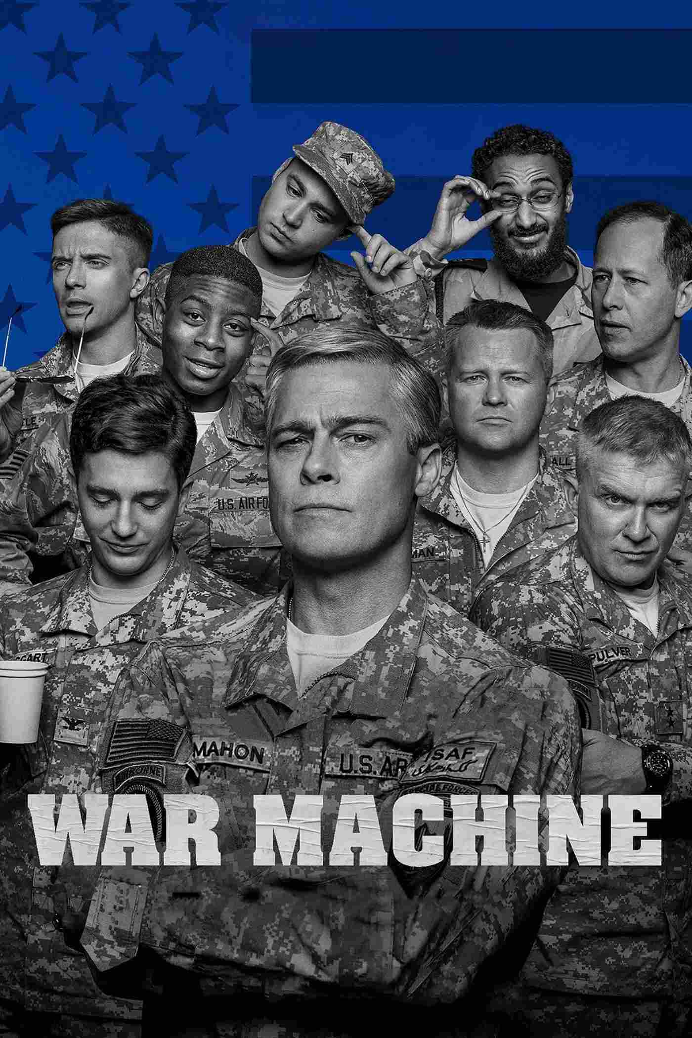 Poster chính thức của phim Phim Hài, Phim Tâm Lý "Cỗ Máy Chiến Tranh" (War Machine - 2017), với sự tham gia của diễn viên Brad Pitt và Anthony Michael Hall.