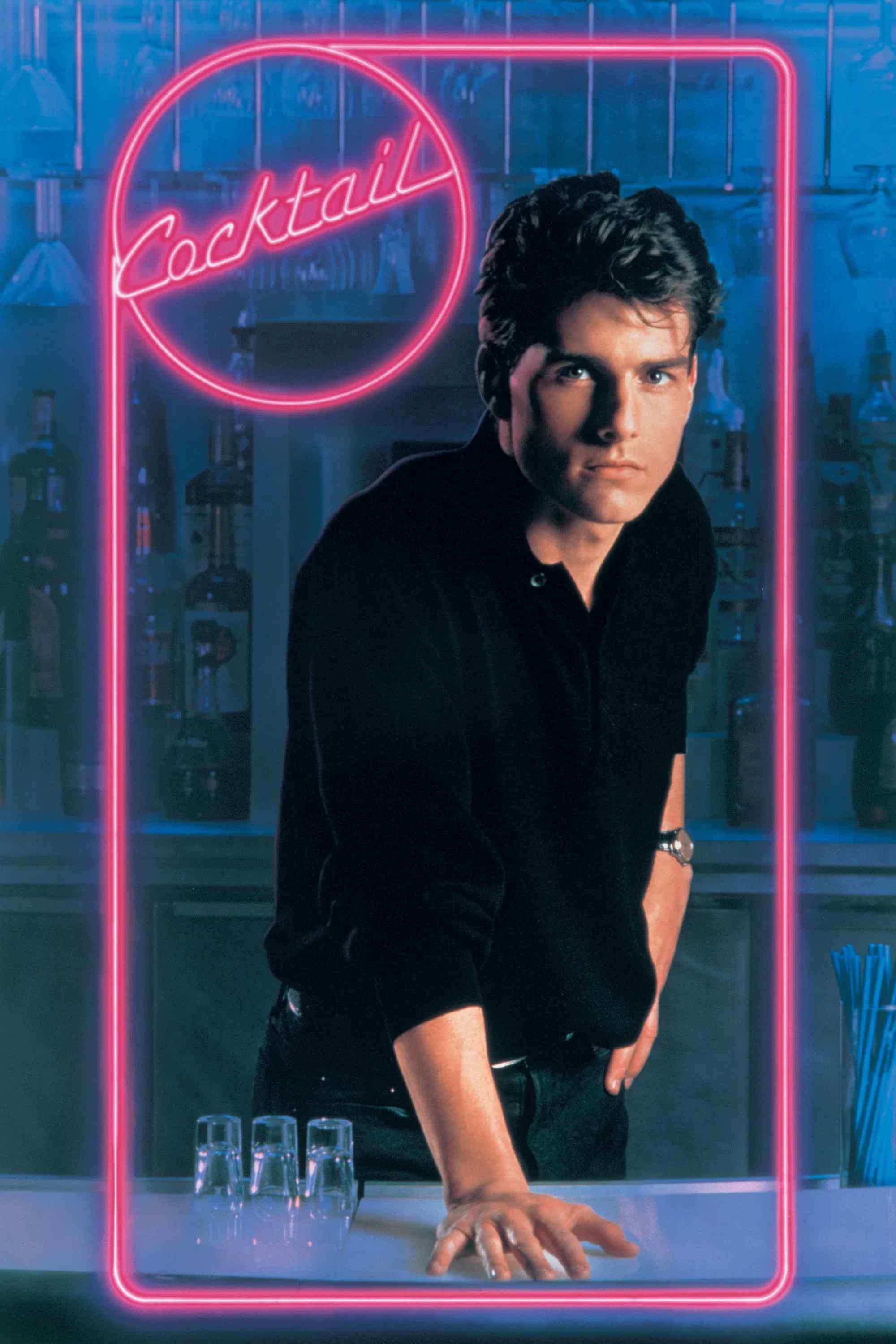 Poster chính thức của phim Phim Tình Cảm, Phim Tâm Lý "Cocktail" (Cocktail - 1988), với sự tham gia của diễn viên Tom Cruise và Bryan Brown.