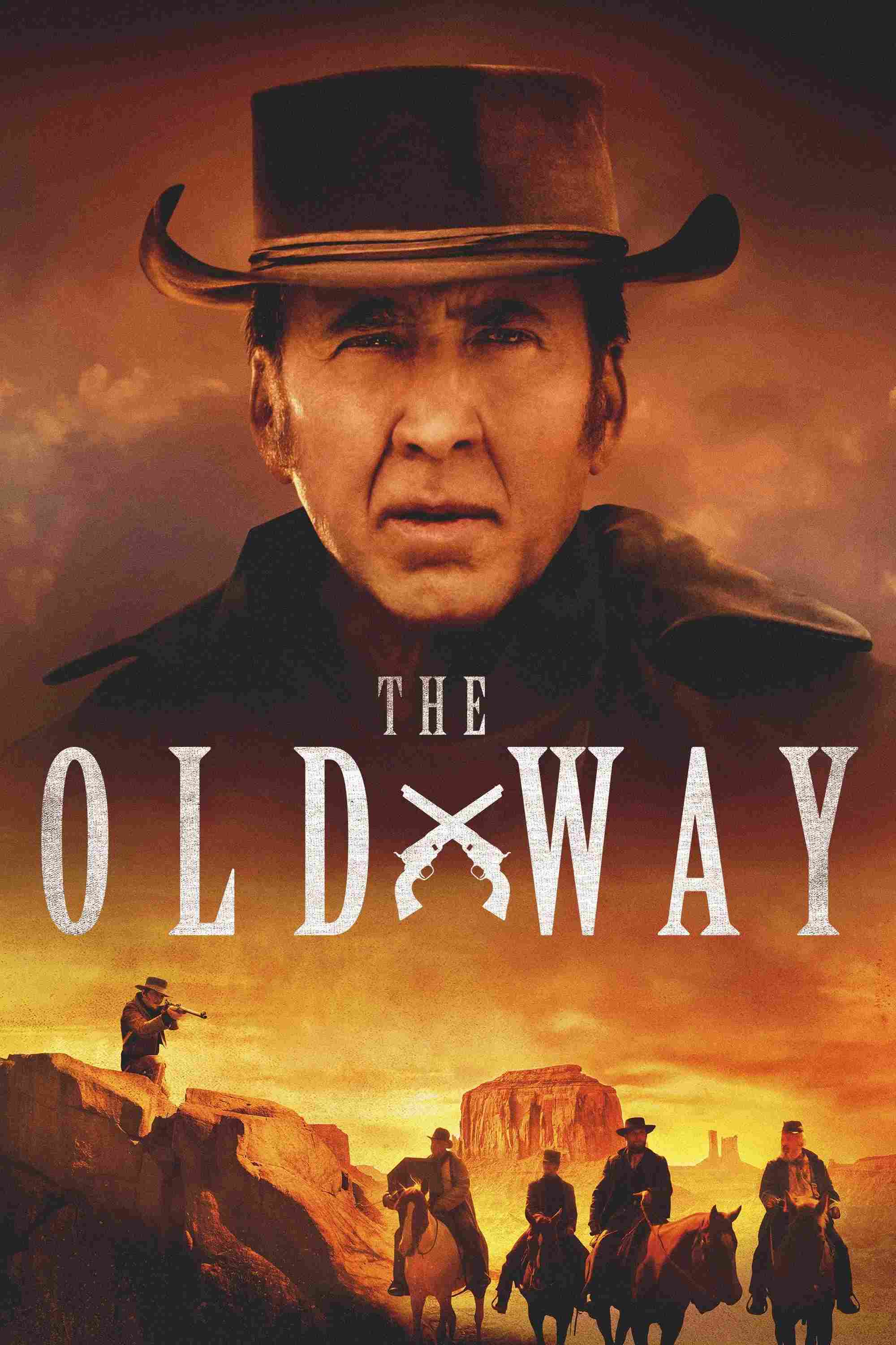 Poster chính thức của phim Phim Miền Tây, Phim Tâm Lý "Con Đường Cũ" (The Old Way - 2023), với sự tham gia của diễn viên Nicolas Cage và Ryan Kiera Armstrong.