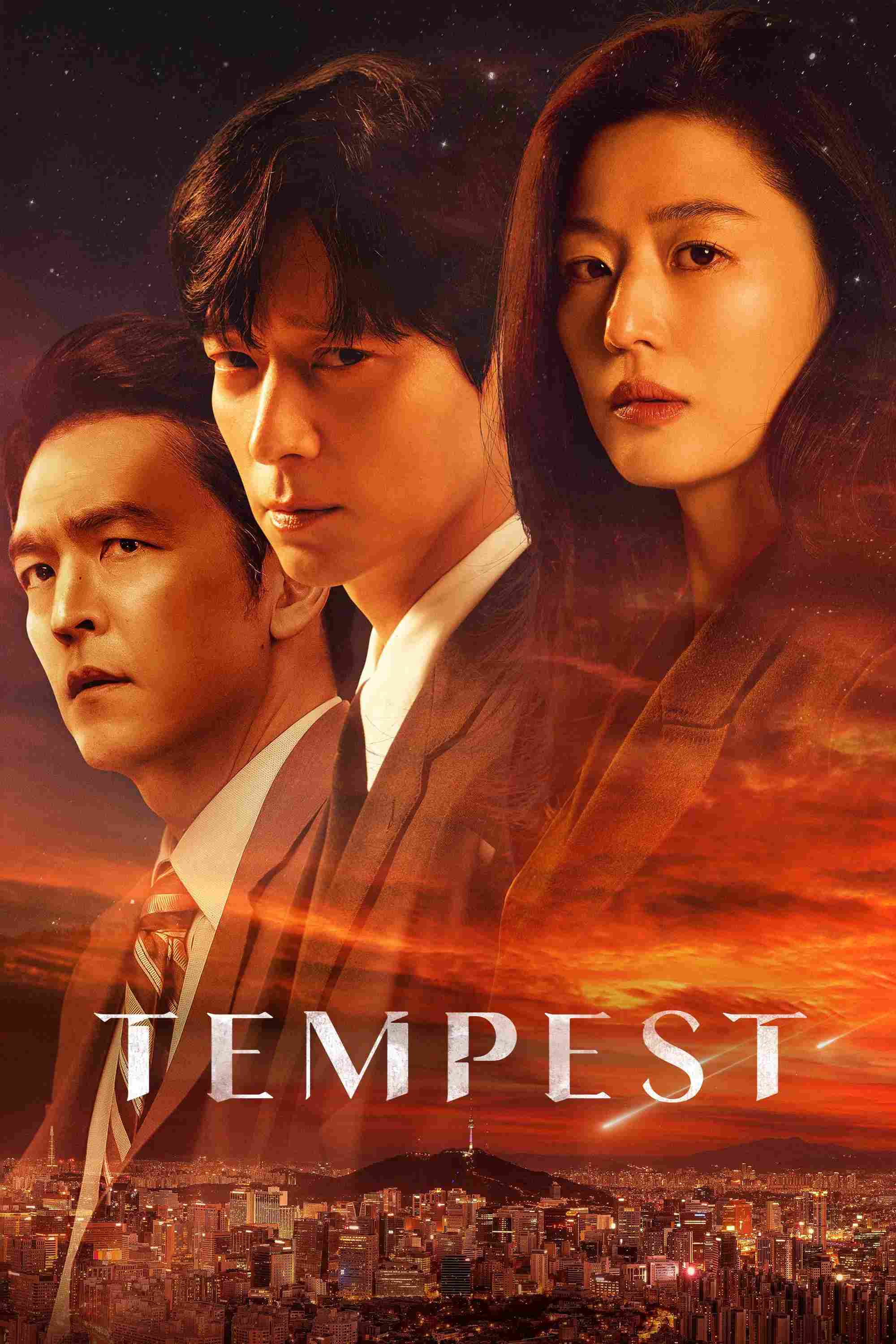 Poster chính thức của phim Phim Tâm Lý, Phim Bí Ẩn "Cơn Lốc Quyền Lực" (Tempest - 2025), với sự tham gia của diễn viên Jun Ji-hyun và Gang Dong-won.
