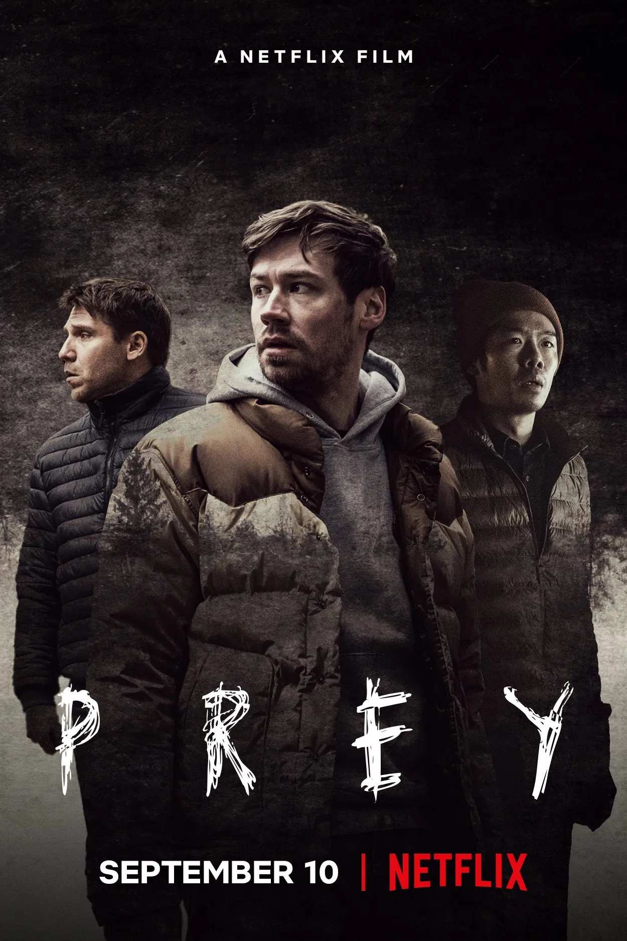 Poster chính thức của phim Phim Giật Gân "Con Mồi" (Prey - 2021), với sự tham gia của diễn viên David Kross và Hanno Koffler.