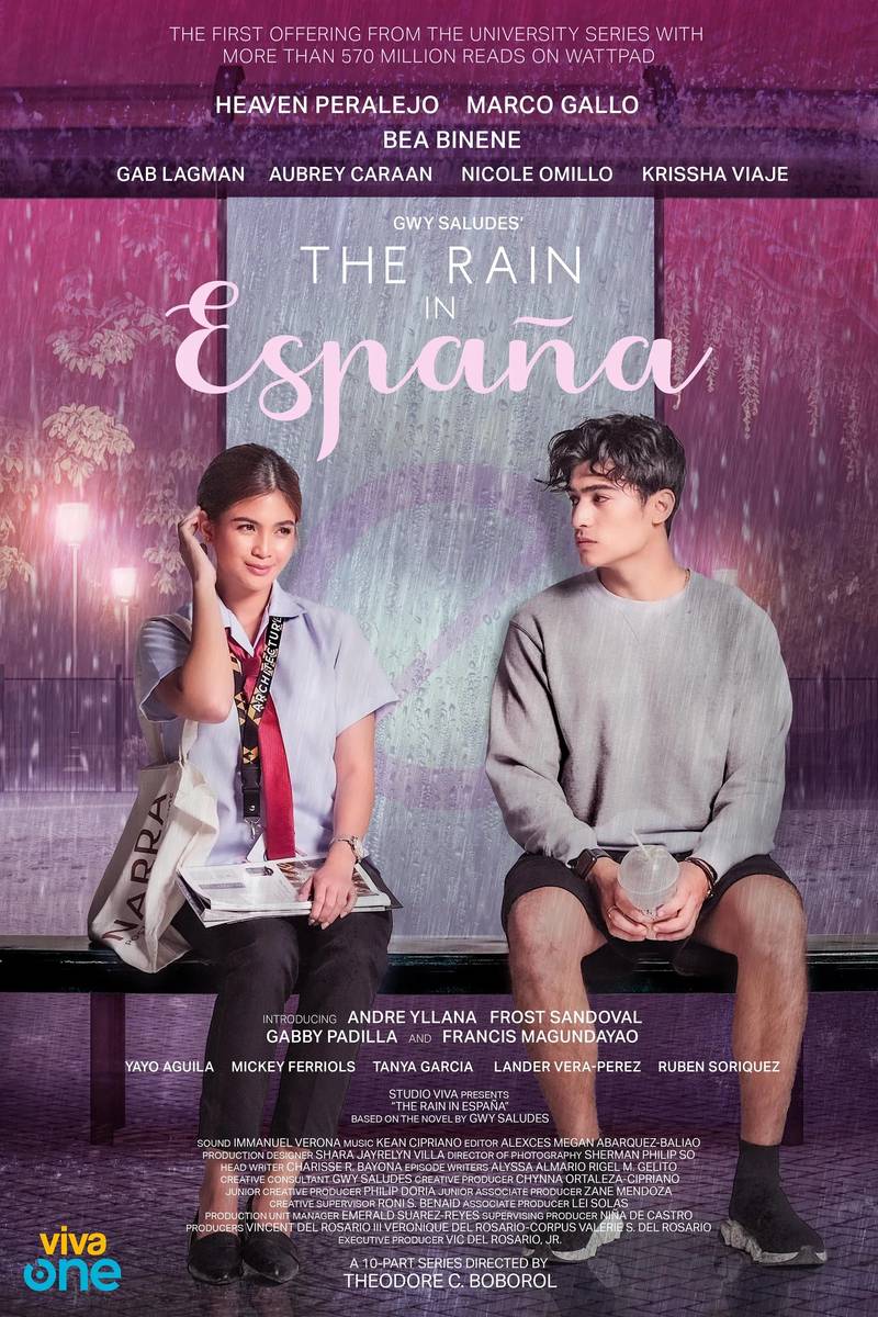 Poster chính thức của phim Phim Tâm Lý, Phim Hài "Cơn Mưa Ở Espana" (The Rain in España - 2023), với sự tham gia của diễn viên Heaven Peralejo và Marco Gallo.