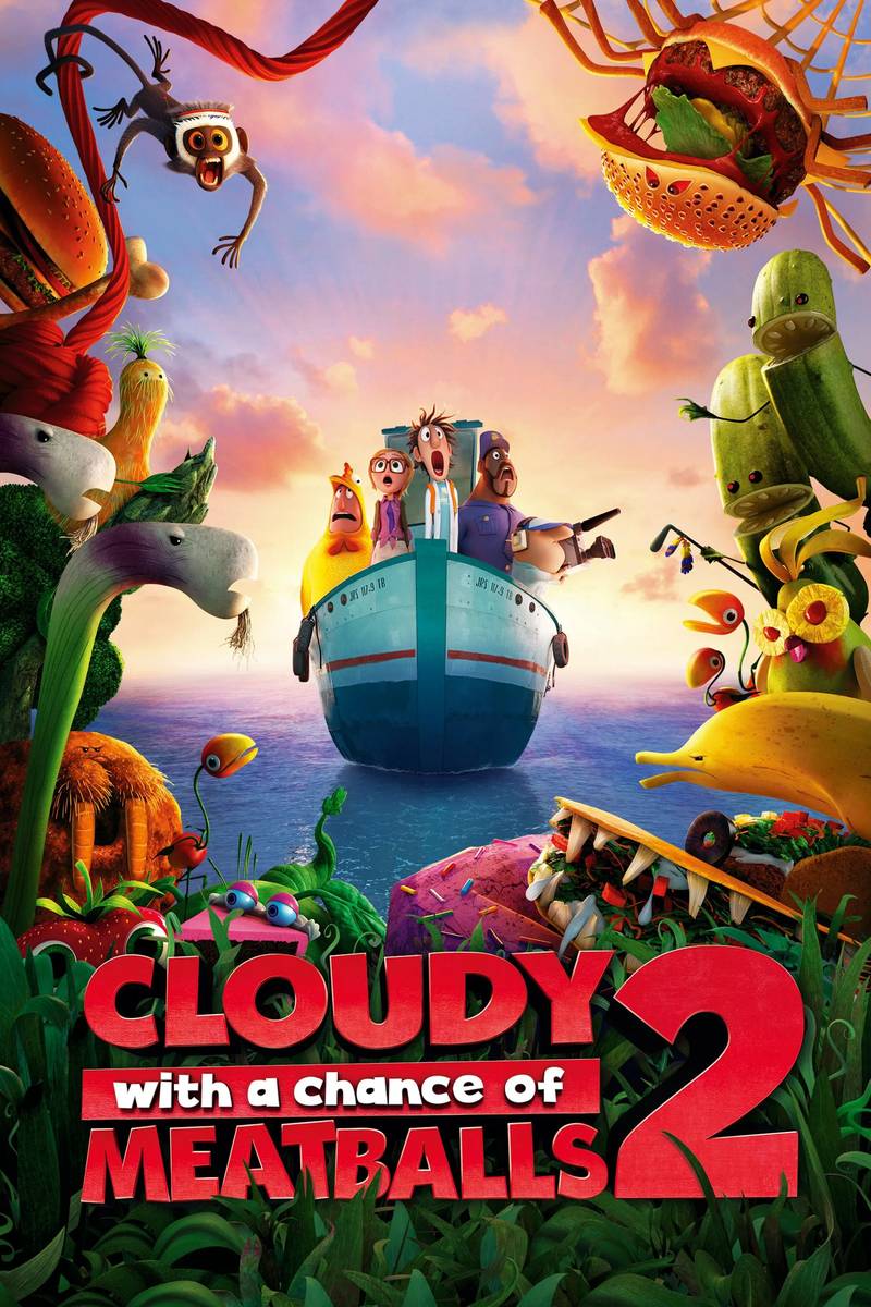 Poster chính thức của phim Phim Hoạt Hình, Phim Gia Đình "Cơn Mưa Thịt Viên 2" (Cloudy with a Chance of Meatballs 2 - 2013), với sự tham gia của diễn viên Bill Hader và Anna Faris.
