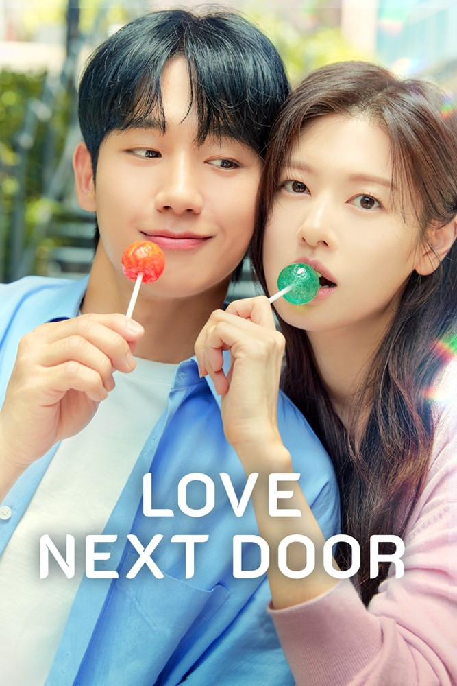 Poster chính thức của phim Phim Tâm Lý, Phim Hài "Con Trai Bạn Mẹ" (Love Next Door - 2024), với sự tham gia của diễn viên Jung Hae-in và Jung So-min.