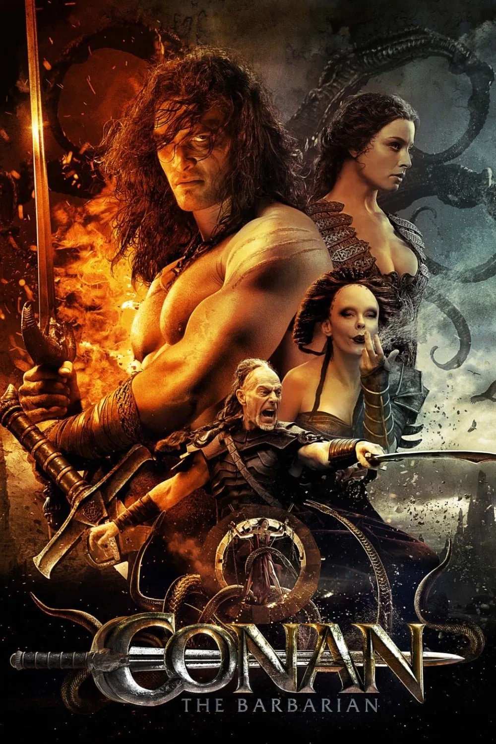 Poster chính thức của phim Phim Phiêu Lưu, Phim Giả Tượng "Conan - Người Hùng Man Di" (Conan the Barbarian - 2011), với sự tham gia của diễn viên Jason Momoa và Stephen Lang.