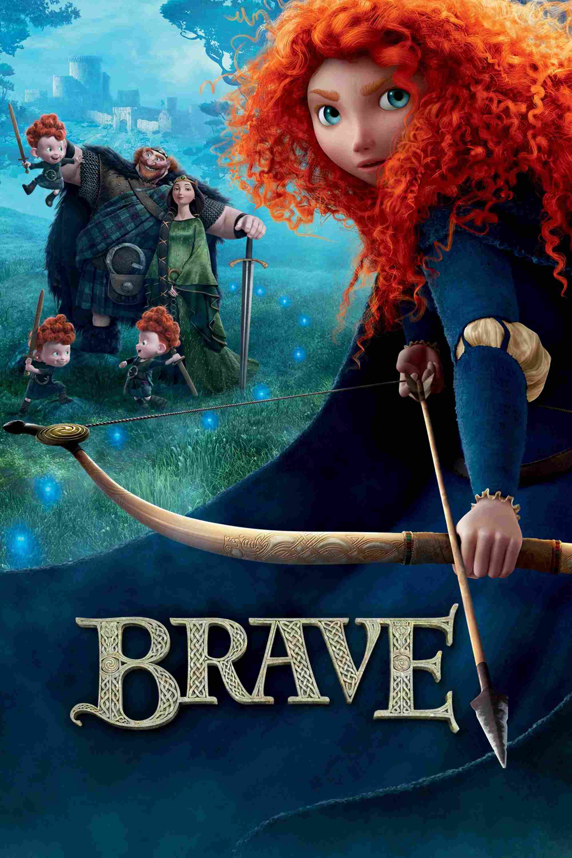 Poster chính thức của phim Phim Hoạt Hình, Phim Phiêu Lưu "Công Chúa Tóc Xù" (Brave - 2012), với sự tham gia của diễn viên Kelly Macdonald và Emma Thompson.