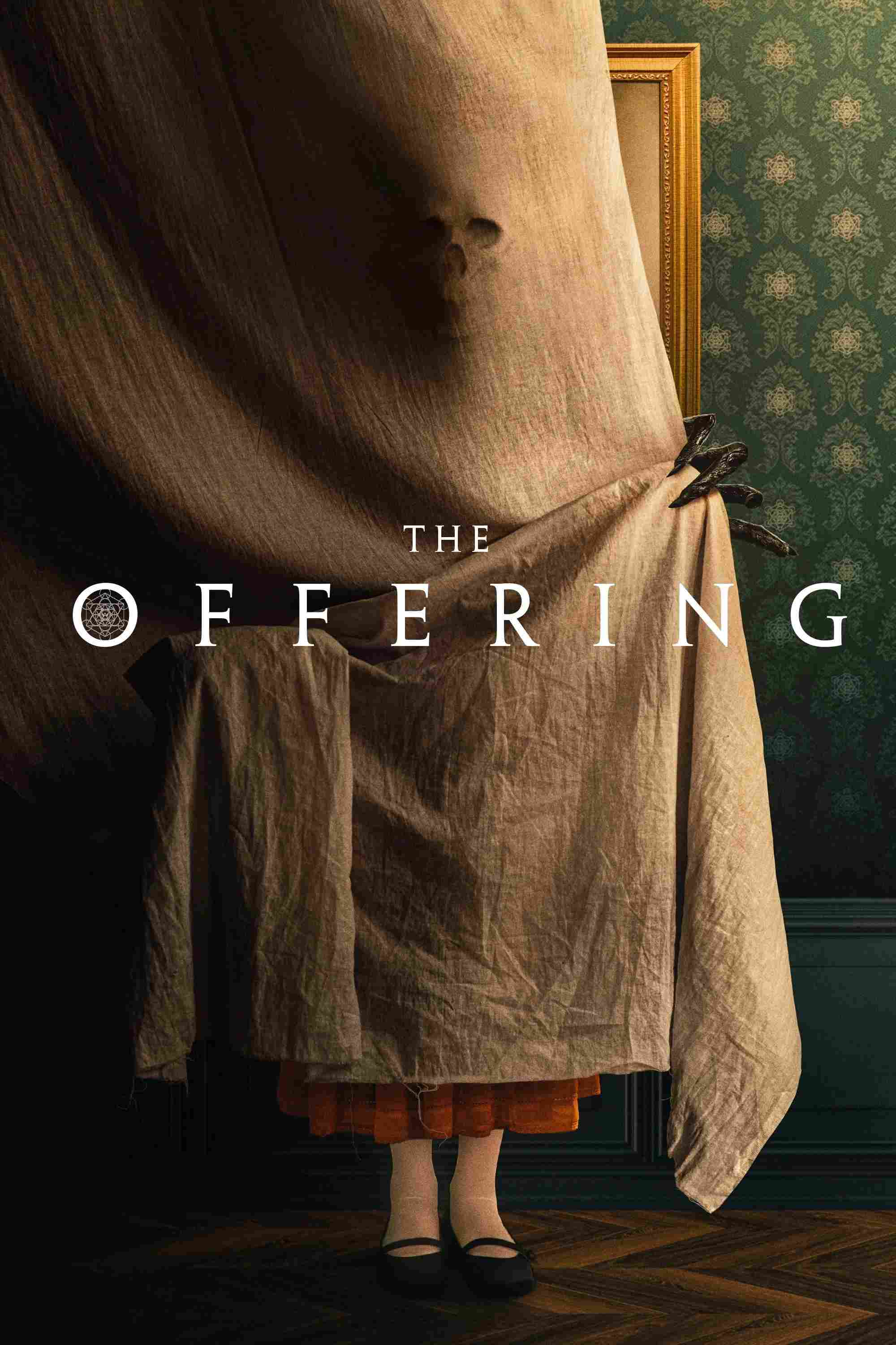 Poster chính thức của phim Phim Tâm Lý, Phim Kinh Dị "Cổng Quái Vật" (The Offering - 2022), với sự tham gia của diễn viên Nick Blood và Emm Wiseman.