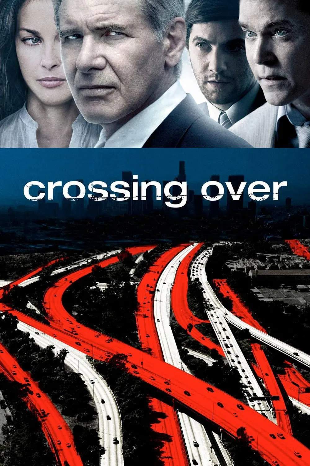 Poster chính thức của phim Phim Hình Sự, Phim Tâm Lý "Crossing Over" (Crossing Over - 2009), với sự tham gia của diễn viên Harrison Ford và Ray Liotta.
