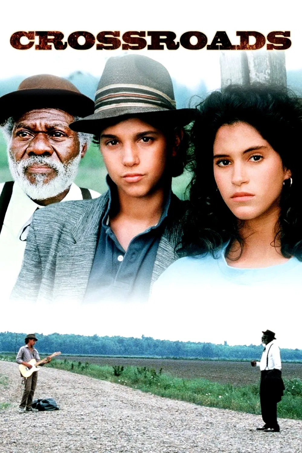 Poster chính thức của phim Phim Tâm Lý, Phim Ca Nhạc "Crossroads" (Crossroads - 1986), với sự tham gia của diễn viên Ralph Macchio và Joe Seneca.