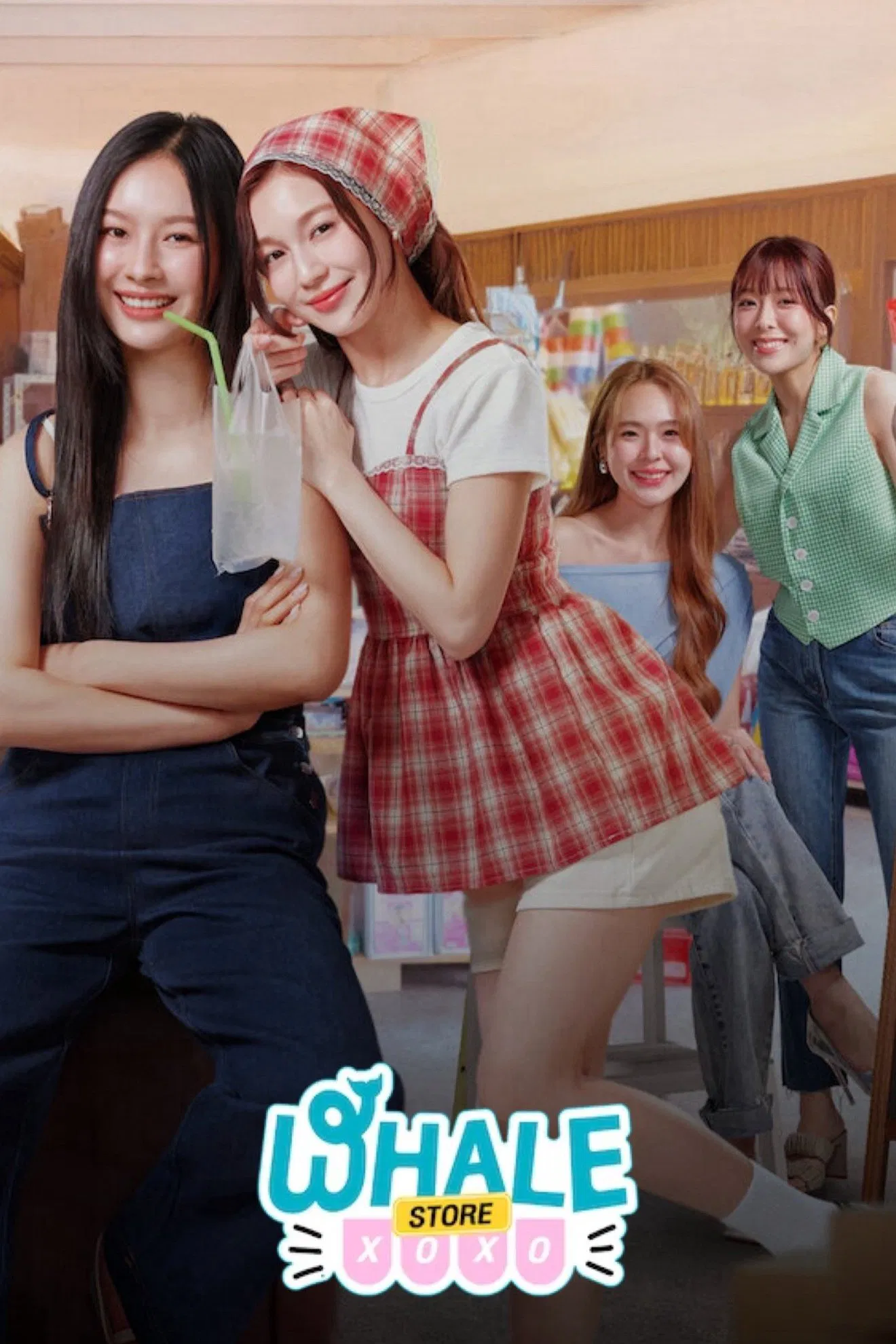 Poster chính thức của phim Phim Hài, Phim Tâm Lý "Cửa Hàng Tạp Hóa Cá Voi" (Whale Store xoxo - 2025), với sự tham gia của diễn viên Pansa Vosbein và Pattranite Limpatiyakorn.