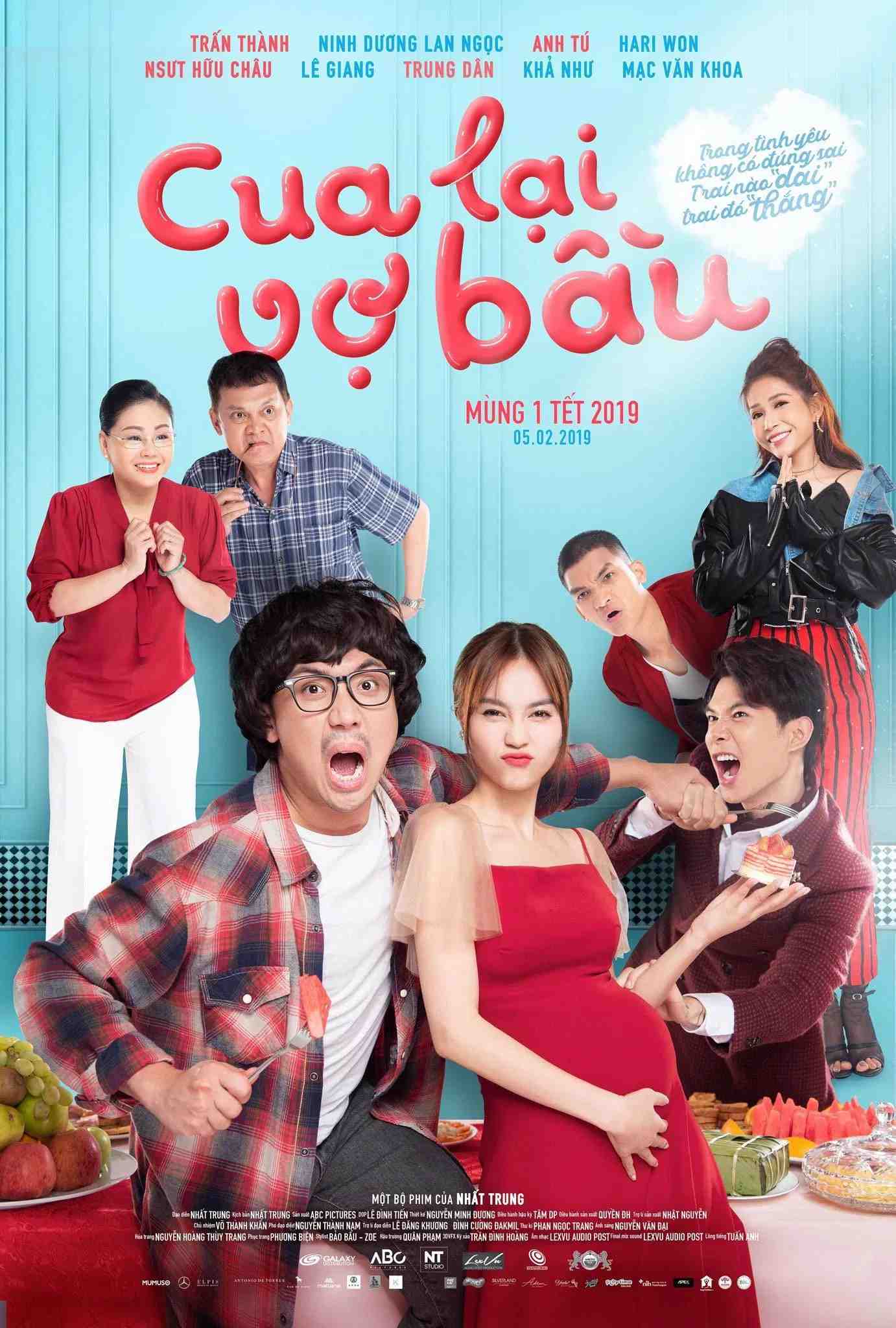 Poster chính thức của phim Phim Hài, Phim Gia Đình "Cua Lại Vợ Bầu" (Win My Baby Back - 2019), với sự tham gia của diễn viên Trấn Thành và Ninh Dương Lan Ngọc.