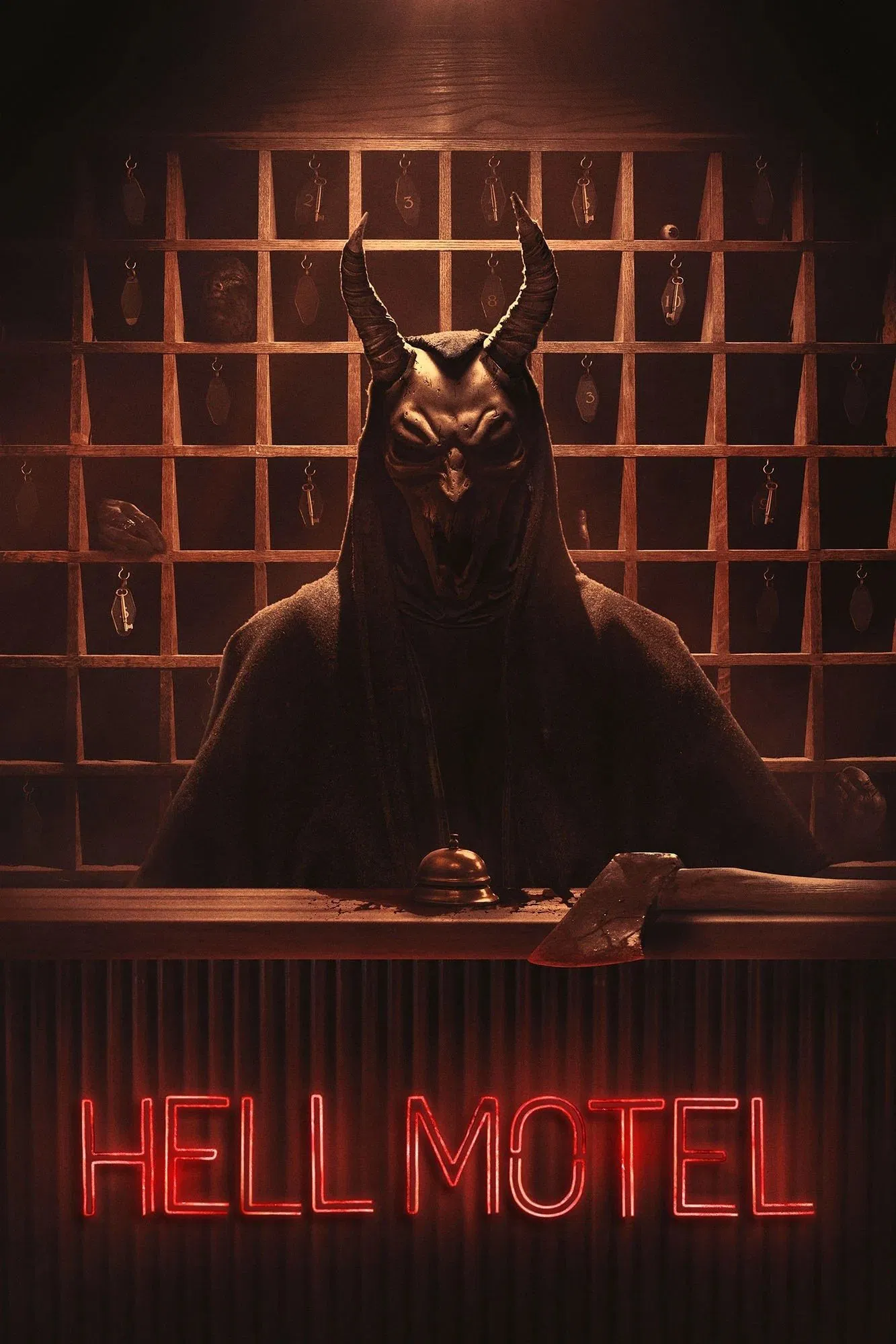 Poster chính thức của phim Phim Hình Sự, Phim Tâm Lý "Cửa Tử" (Hell Motel - 2025), với sự tham gia của diễn viên Eric McCormack và Paula Brancati.
