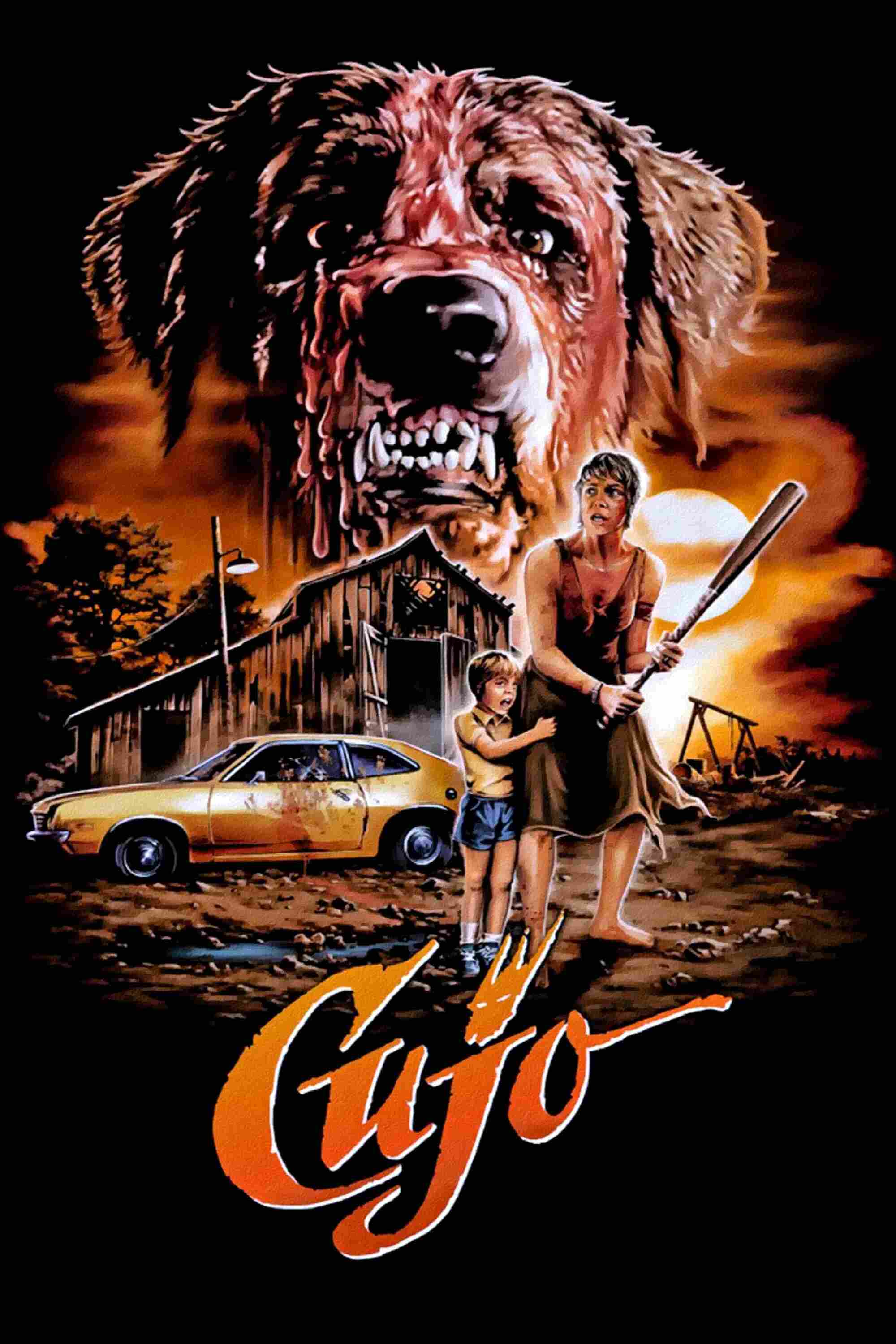 Poster chính thức của phim Phim Kinh Dị, Phim Giật Gân "Chó điên" (Cujo - 1983), với sự tham gia của diễn viên Dee Wallace và Danny Pintauro.