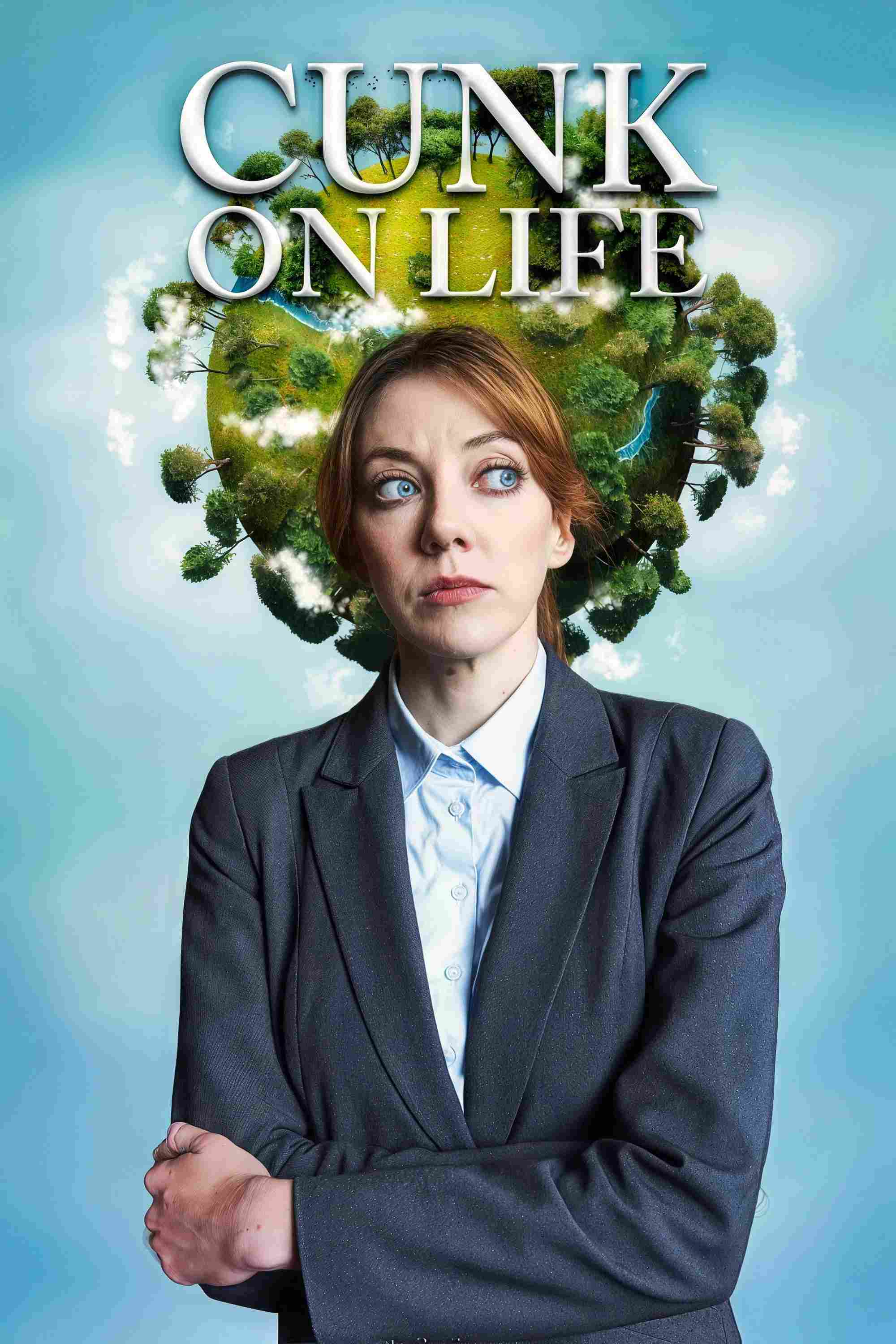 Poster chính thức của phim Phim Hài, Phim Truyền Hình "Cunk Nói Về Cuộc Sống" (Cunk on Life - 2024), với sự tham gia của diễn viên Diane Morgan và Douglas Hedley.