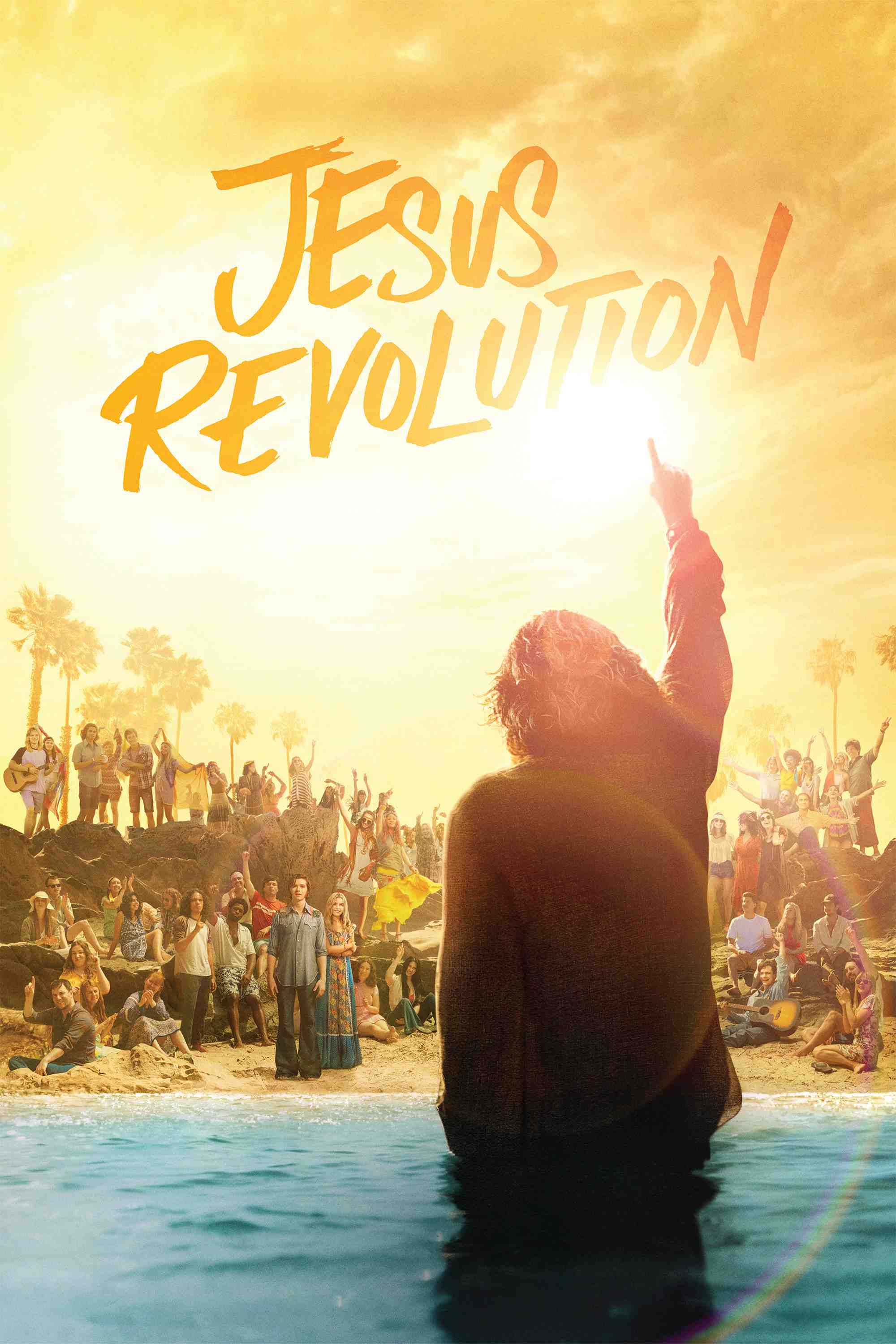 Poster chính thức của phim Phim Tâm Lý, Phim Lịch Sử "Cuộc Cách Mạng Của Chúa" (Jesus Revolution - 2023), với sự tham gia của diễn viên Joel Courtney và Kelsey Grammer.
