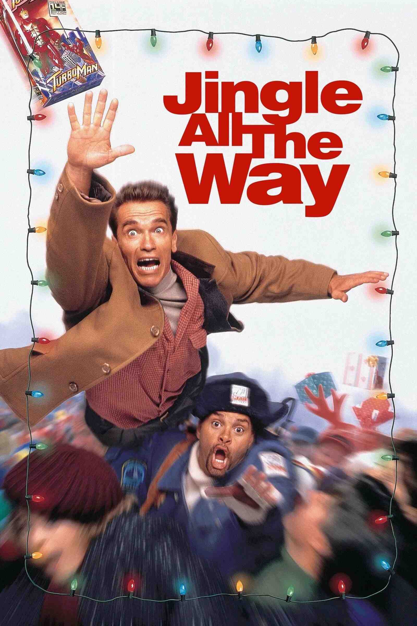 Poster chính thức của phim Phim Gia Đình, Phim Hài "Cuộc Chiến Giáng Sinh" (Jingle All the Way - 1996), với sự tham gia của diễn viên Arnold Schwarzenegger và Sinbad.