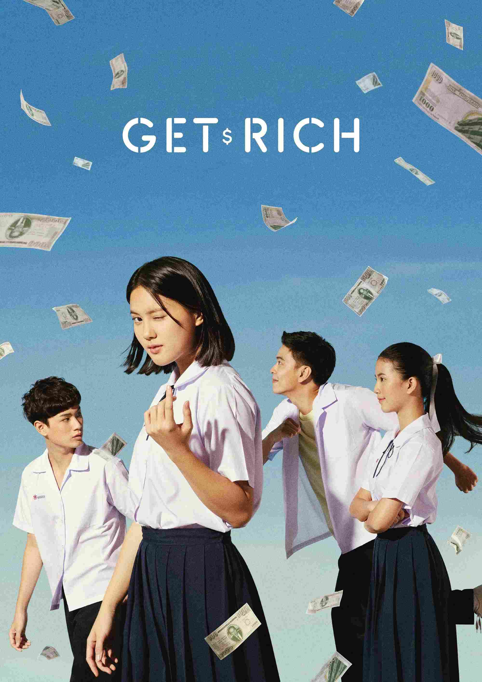 Poster chính thức của phim Phim Tâm Lý, Phim Hài "Cuộc Chiến Học Bổng" (Get Rich - 2023), với sự tham gia của diễn viên Phantira Pipityakorn và Tonhon Tantivejakul.