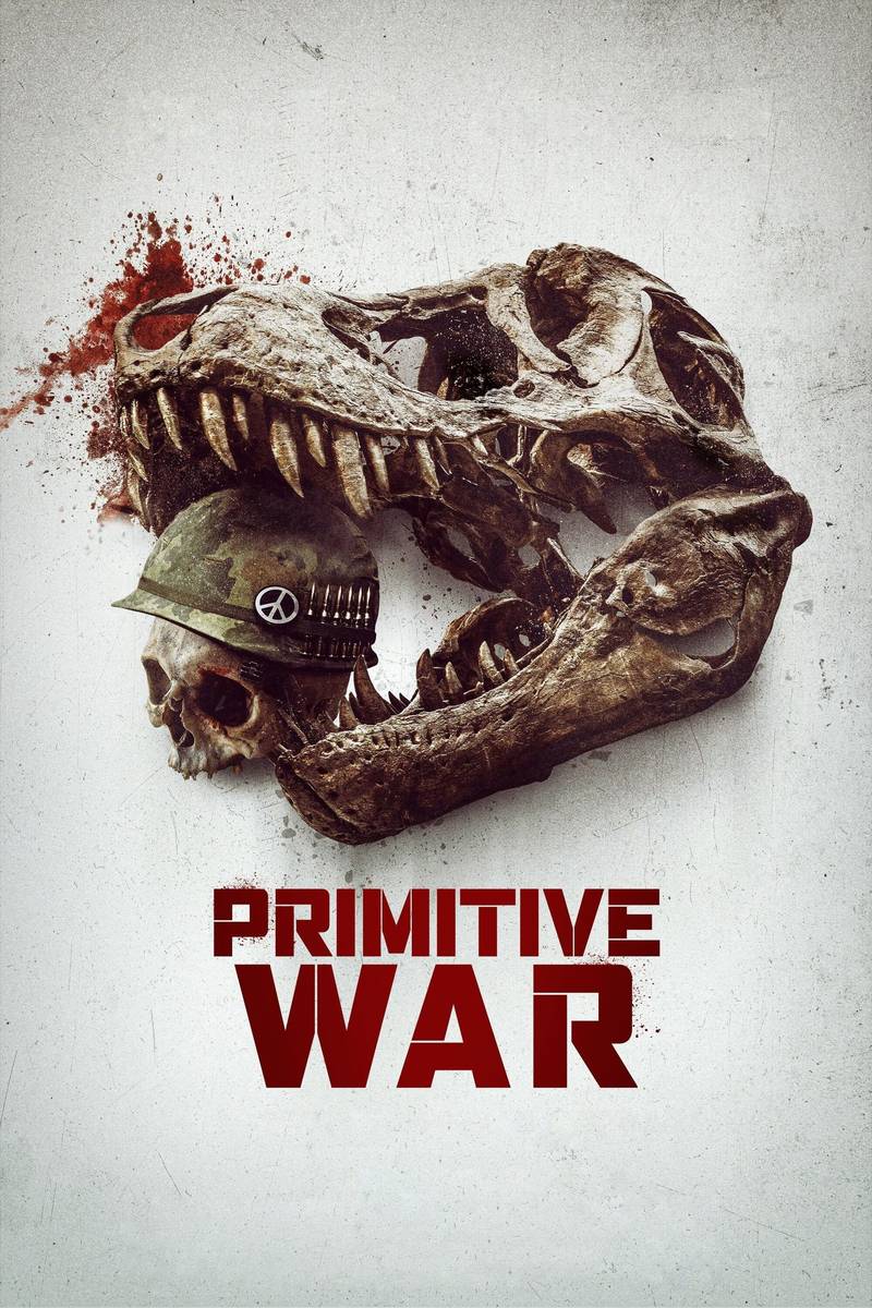 Poster chính thức của phim Phim Hành Động, Phim Kinh Dị "Cuộc Chiến Nguyên Thủy" (Primitive War - 2025), với sự tham gia của diễn viên Jeremy Piven và Tricia Helfer.