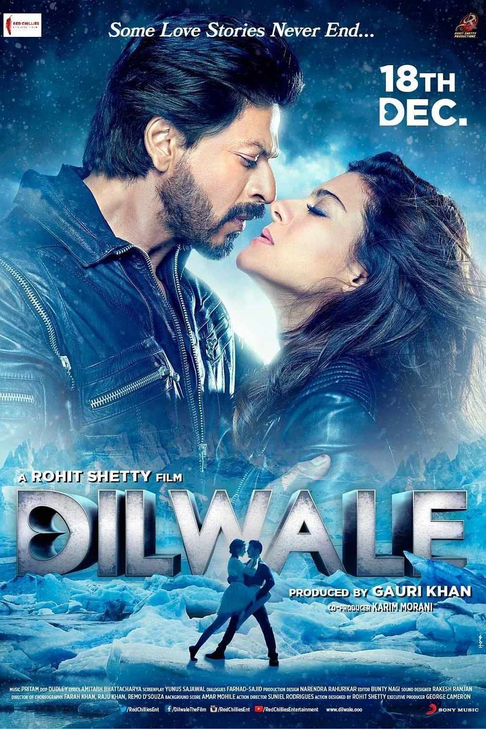 Poster chính thức của phim Phim Hình Sự, Phim Hành Động "Cuộc Chiến Sau 15 Năm" (Dilwale - 2015), với sự tham gia của diễn viên Shah Rukh Khan và Kajol.