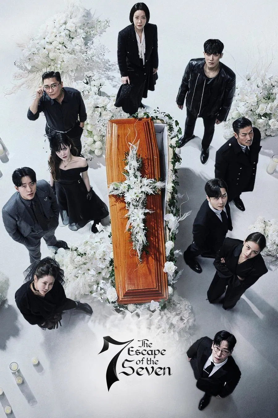 Poster chính thức của phim Phim Tâm Lý, Phim Bí Ẩn "Cuộc Chiến Sinh Tồn (Phần 2)" (The Escape of the Seven - 2023), với sự tham gia của diễn viên Uhm Ki-joon và Hwang Jung-eum.