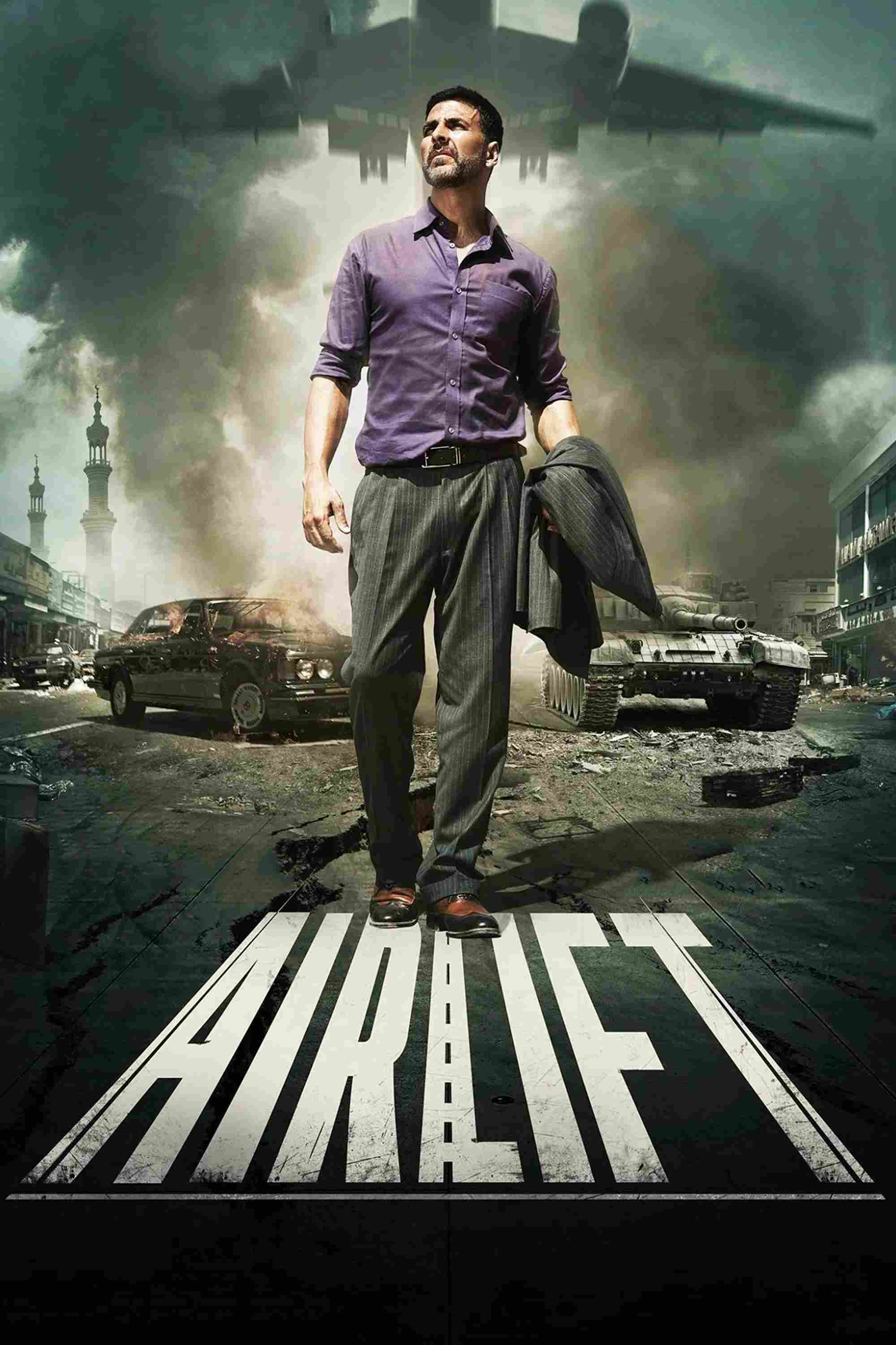 Poster chính thức của phim Phim Tâm Lý, Phim Lịch Sử "Cuộc Di Tản Lịch Sử" (Airlift - 2016), với sự tham gia của diễn viên Akshay Kumar và Nimrat Kaur.