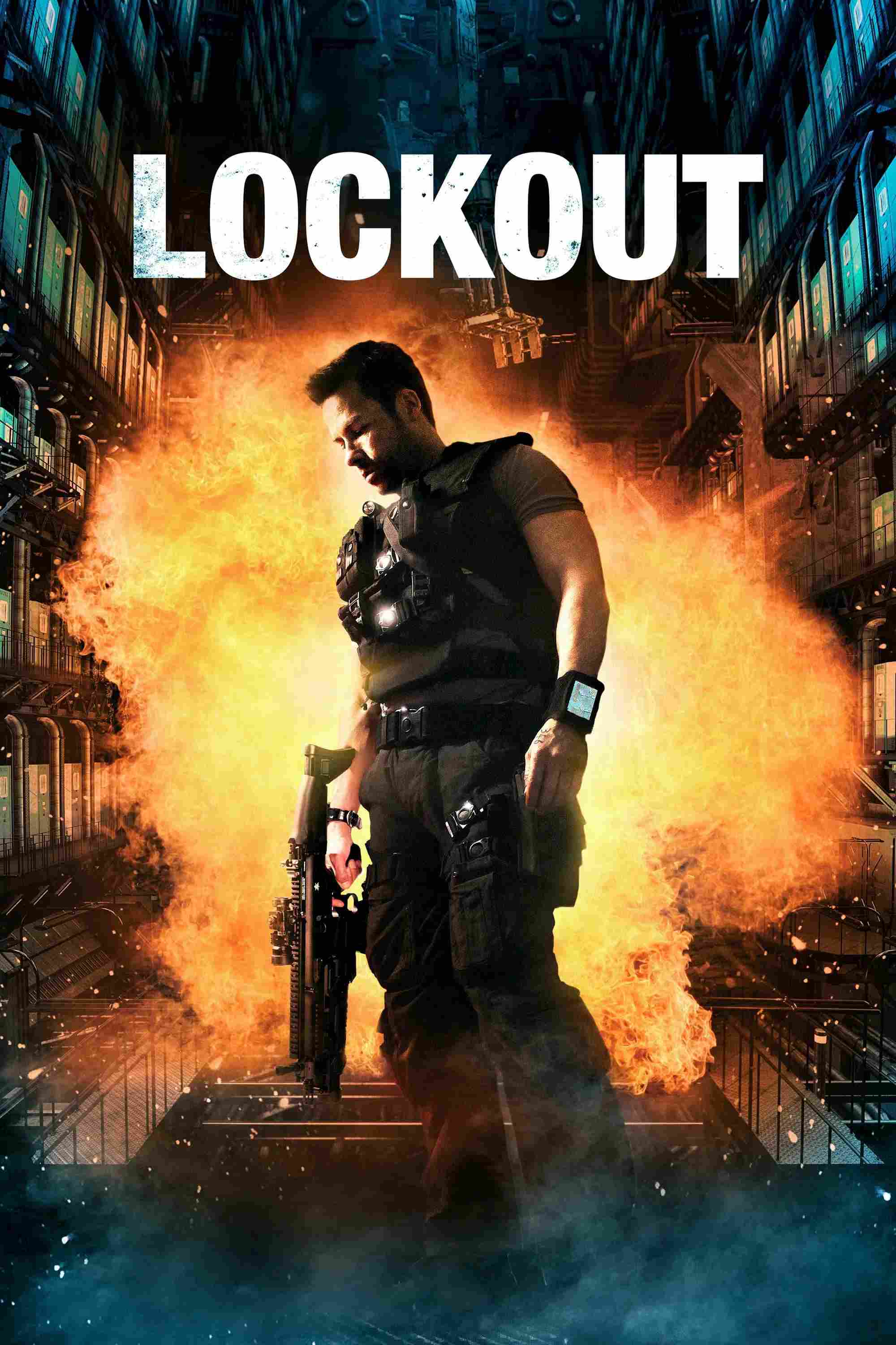 Poster chính thức của phim Phim Hành Động, Phim Giật Gân "Cuộc Đình Công" (Lockout - 2012), với sự tham gia của diễn viên Guy Pearce và Maggie Grace.