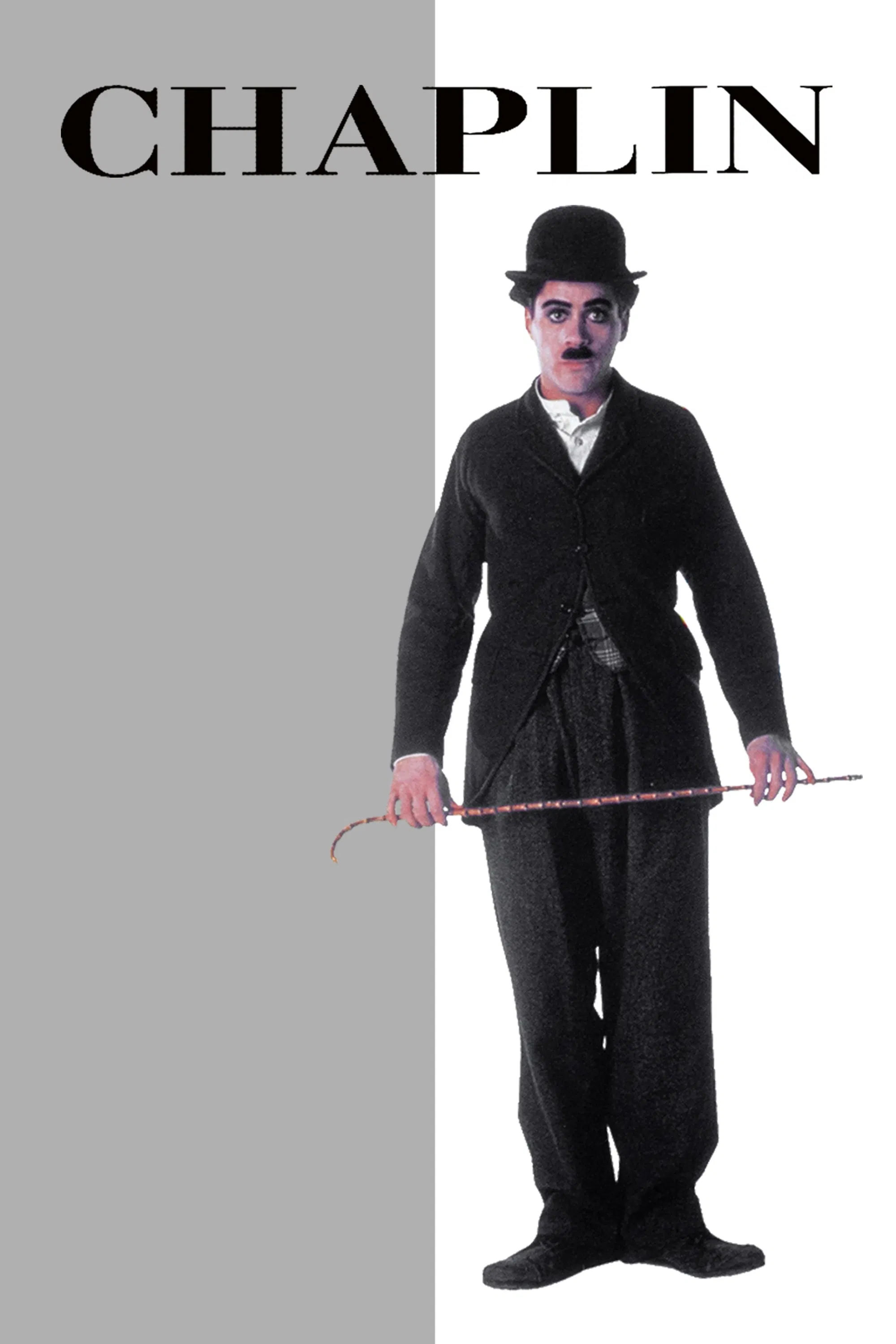 Poster chính thức của phim Phim Tâm Lý "Cuộc Đời Của Vua Hề" (Chaplin - 1992), với sự tham gia của diễn viên Robert Downey Jr. và Geraldine Chaplin.