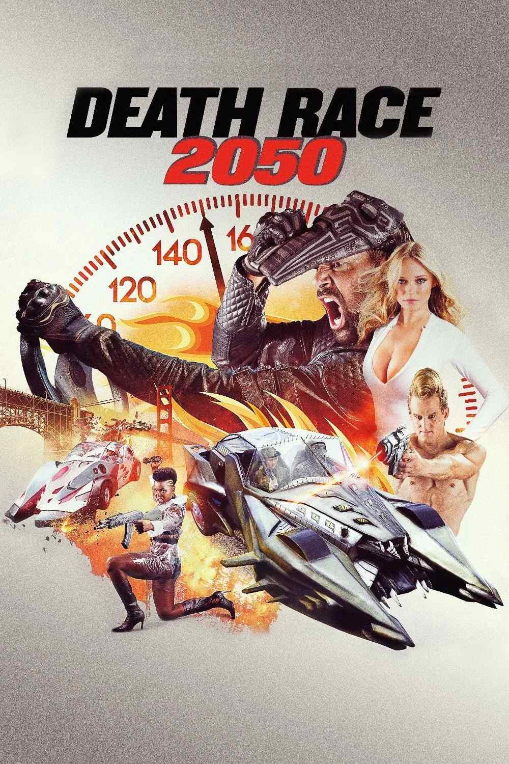 Poster chính thức của phim Phim Hành Động, Phim Hài "Cuộc Đua Tử Thần" (Death Race 2050 - 2017), với sự tham gia của diễn viên Manu Bennett và Malcolm McDowell.