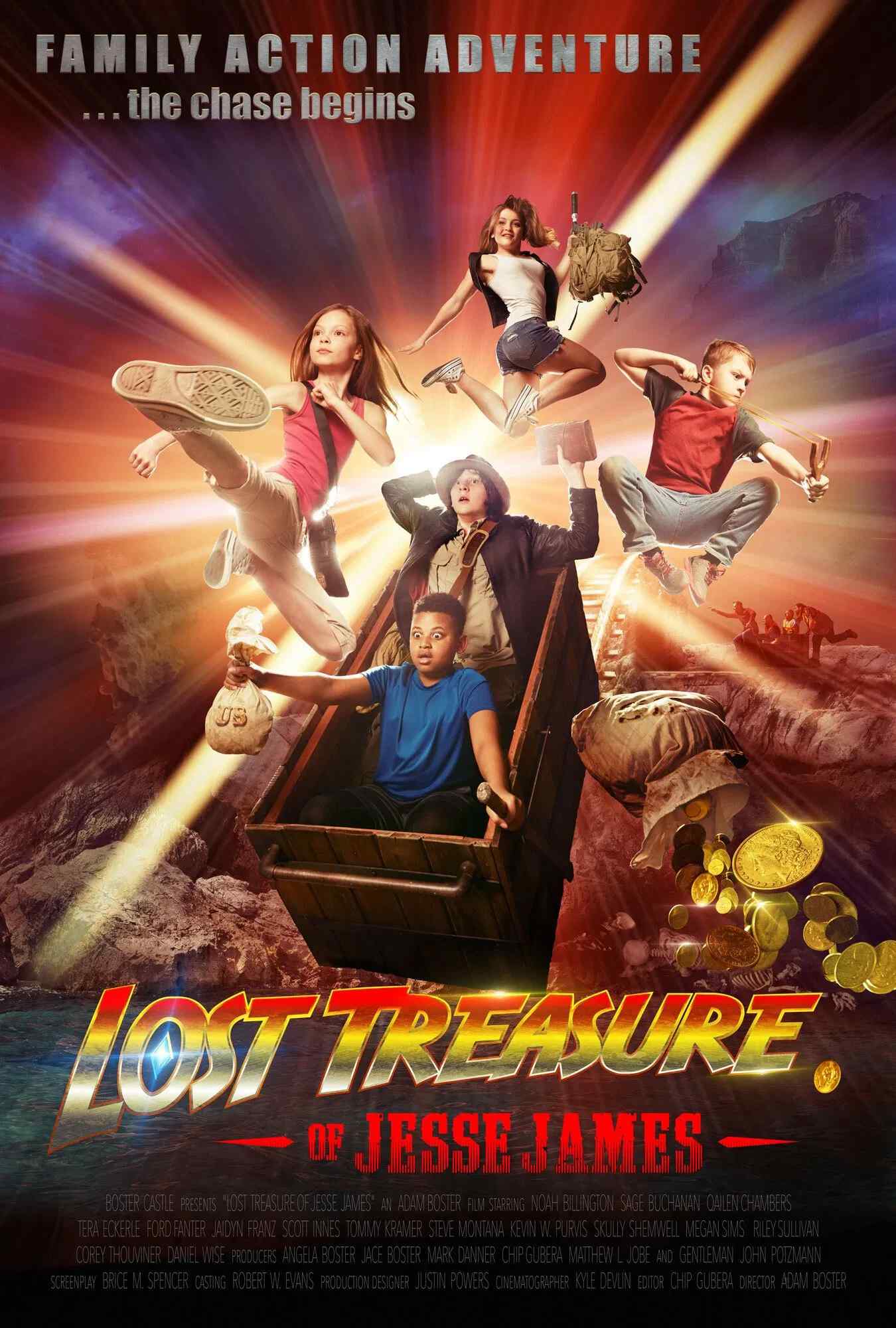Poster chính thức của phim Phim Phiêu Lưu, Phim Gia Đình "Cuộc Phiêu Lưu Bí Ẩn" (Lost Treasure of Jesse James - 2019), với sự tham gia của diễn viên Riley Sullivan và Megan Sims.