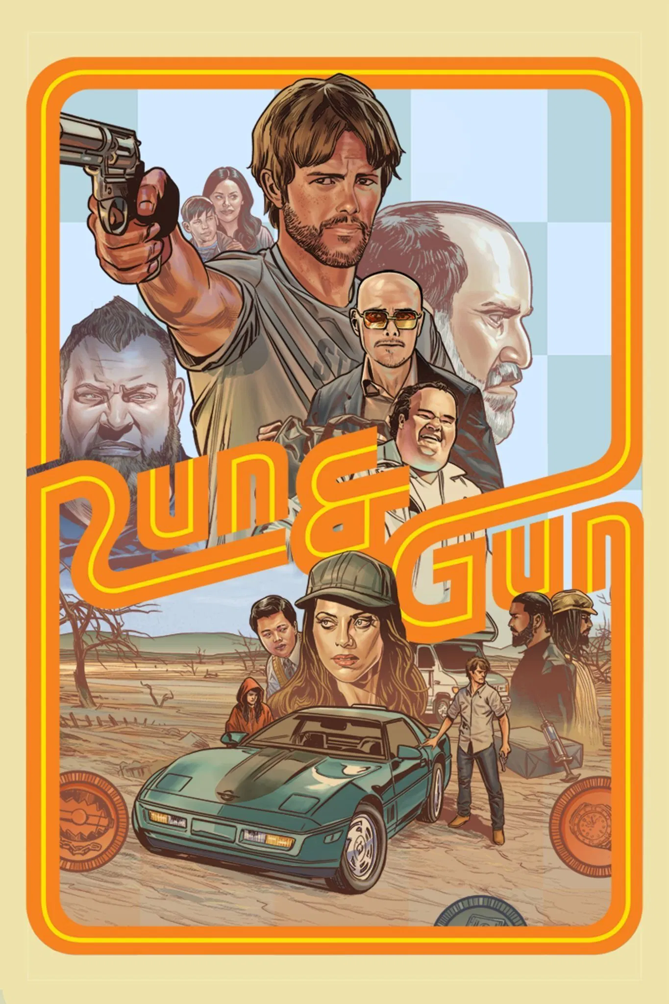 Poster chính thức của phim Phim Hành Động, Phim Giật Gân "Cuộc Rượt Đuổi Sinh Tử" (Run & Gun - 2022), với sự tham gia của diễn viên Ben Milliken và Brad William Henke.