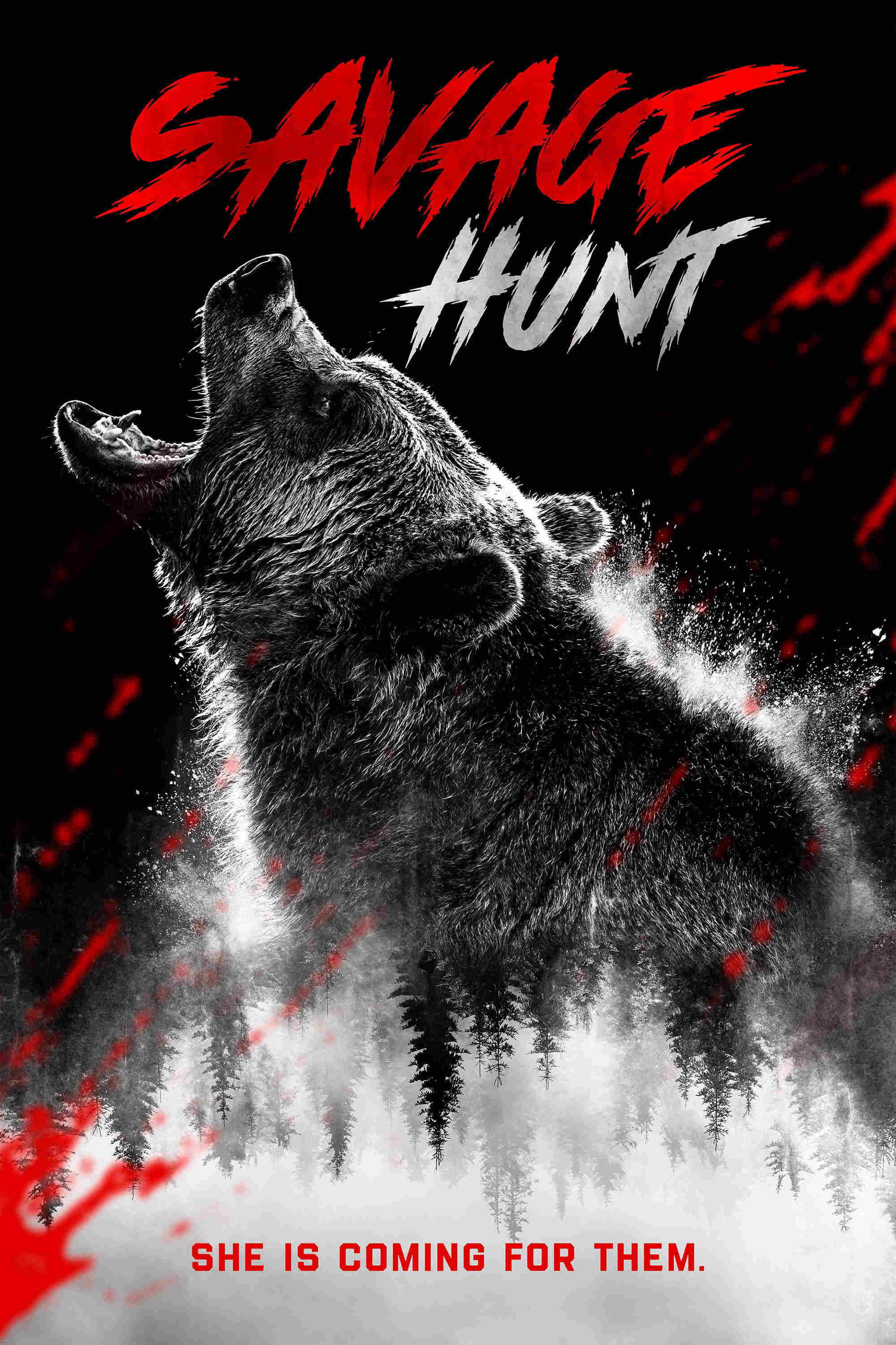 Poster chính thức của phim Phim Giật Gân, Phim Kinh Dị "Cuộc Săn Lùng Man Rợ" (Savage Hunt - 2025), với sự tham gia của diễn viên James Oliver Wheatley và Fotini Papatheodorou.