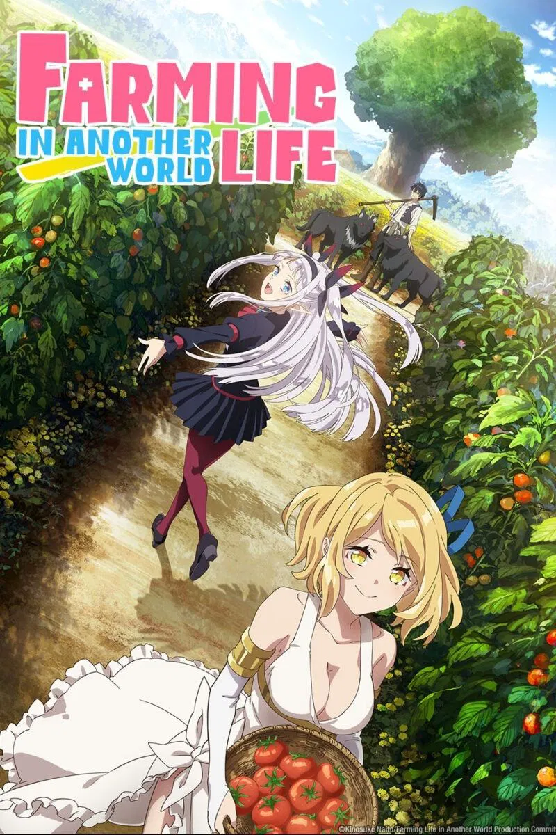 Poster chính thức của phim Phim Hoạt Hình, Phim Hài "Cuộc Sống Nông Dân Ở Thế Giới Khác" (Farming Life in Another World - 2023), với sự tham gia của diễn viên Atsushi Abe và Shino Shimoji.