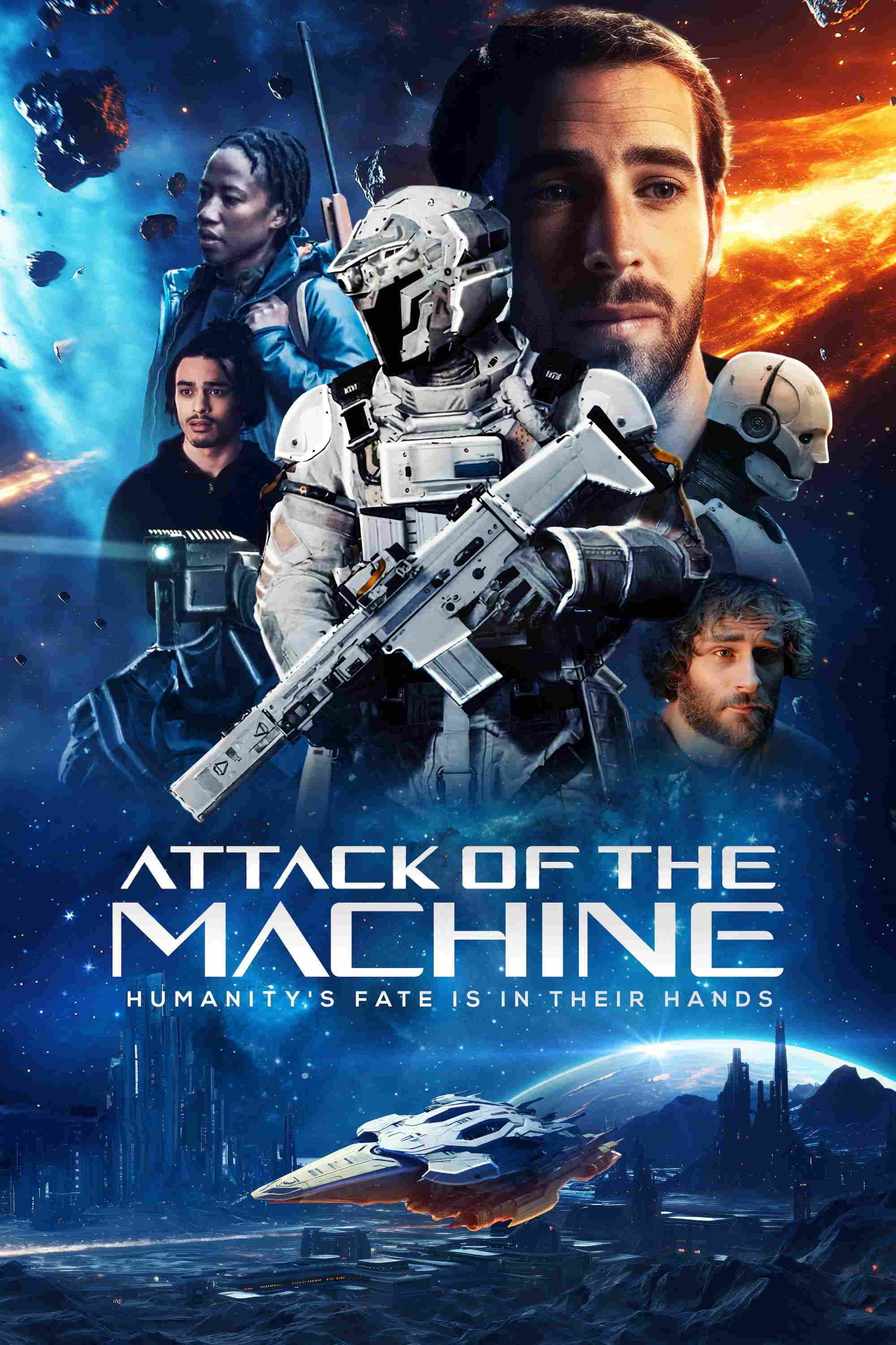 Poster chính thức của phim Phim Hành Động, Phim Viễn Tưởng "Cuộc tấn công" (Attack Of The Machine - 2025), với sự tham gia của diễn viên Manuela Vellés và Adam Quintero.