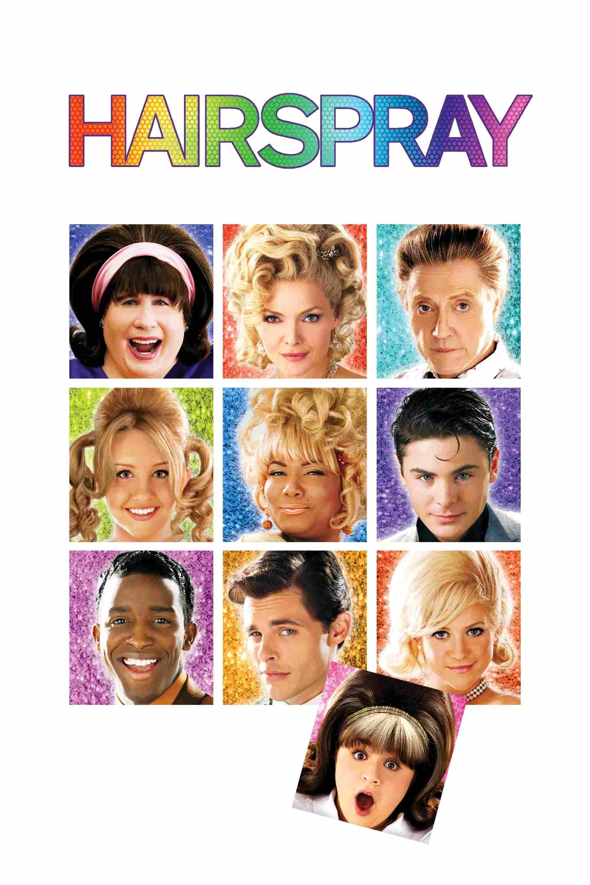 Poster chính thức của phim Phim Hài, Phim Tình Cảm "Cuộc Thi Hoa Hậu Tóc" (Hairspray - 2007), với sự tham gia của diễn viên Nikki Blonsky và John Travolta.