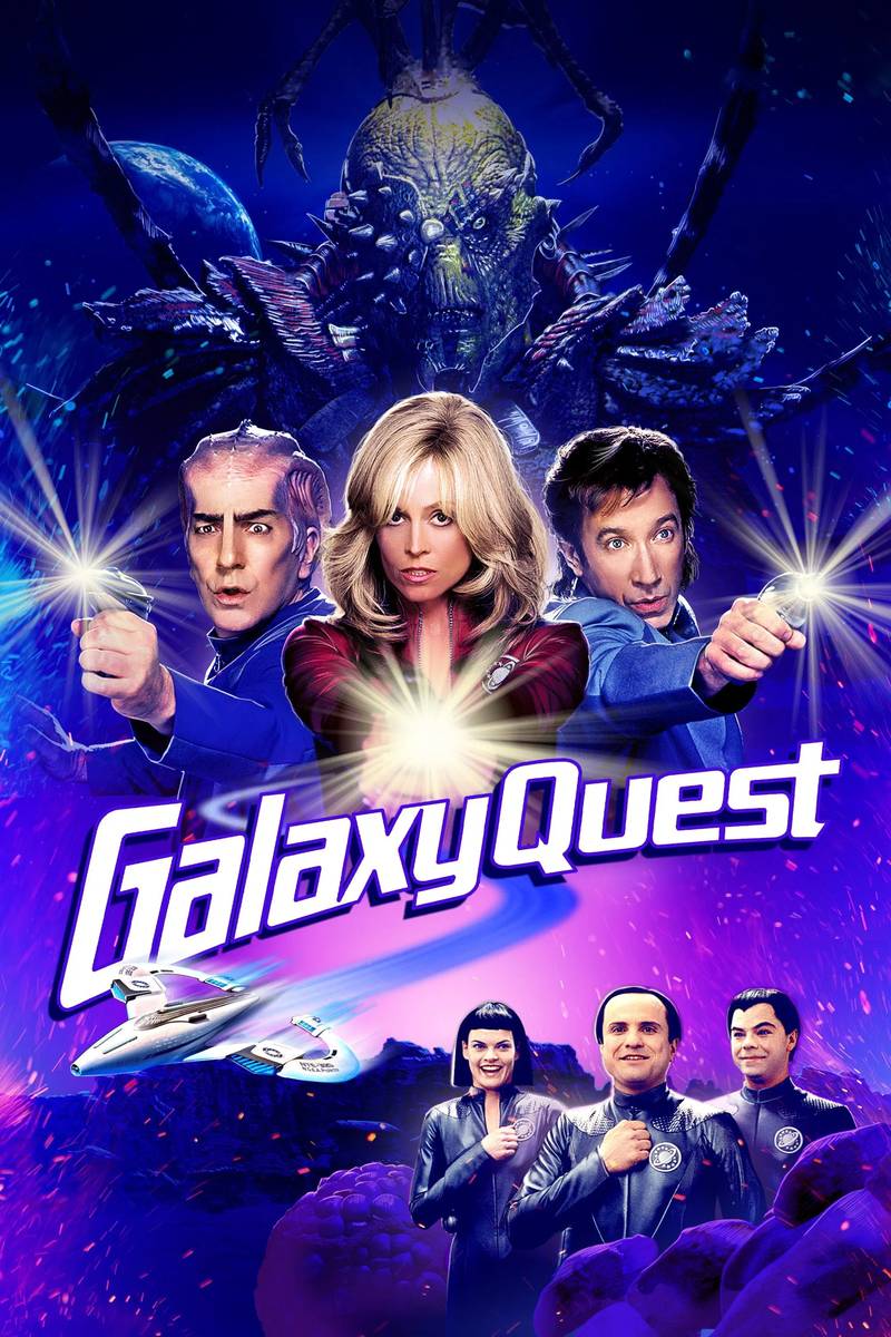 Poster chính thức của phim Phim Hài, Phim Viễn Tưởng "Cuộc Truy Tìm Trên Thiên Hà" (Galaxy Quest - 1999), với sự tham gia của diễn viên Tim Allen và Sigourney Weaver.
