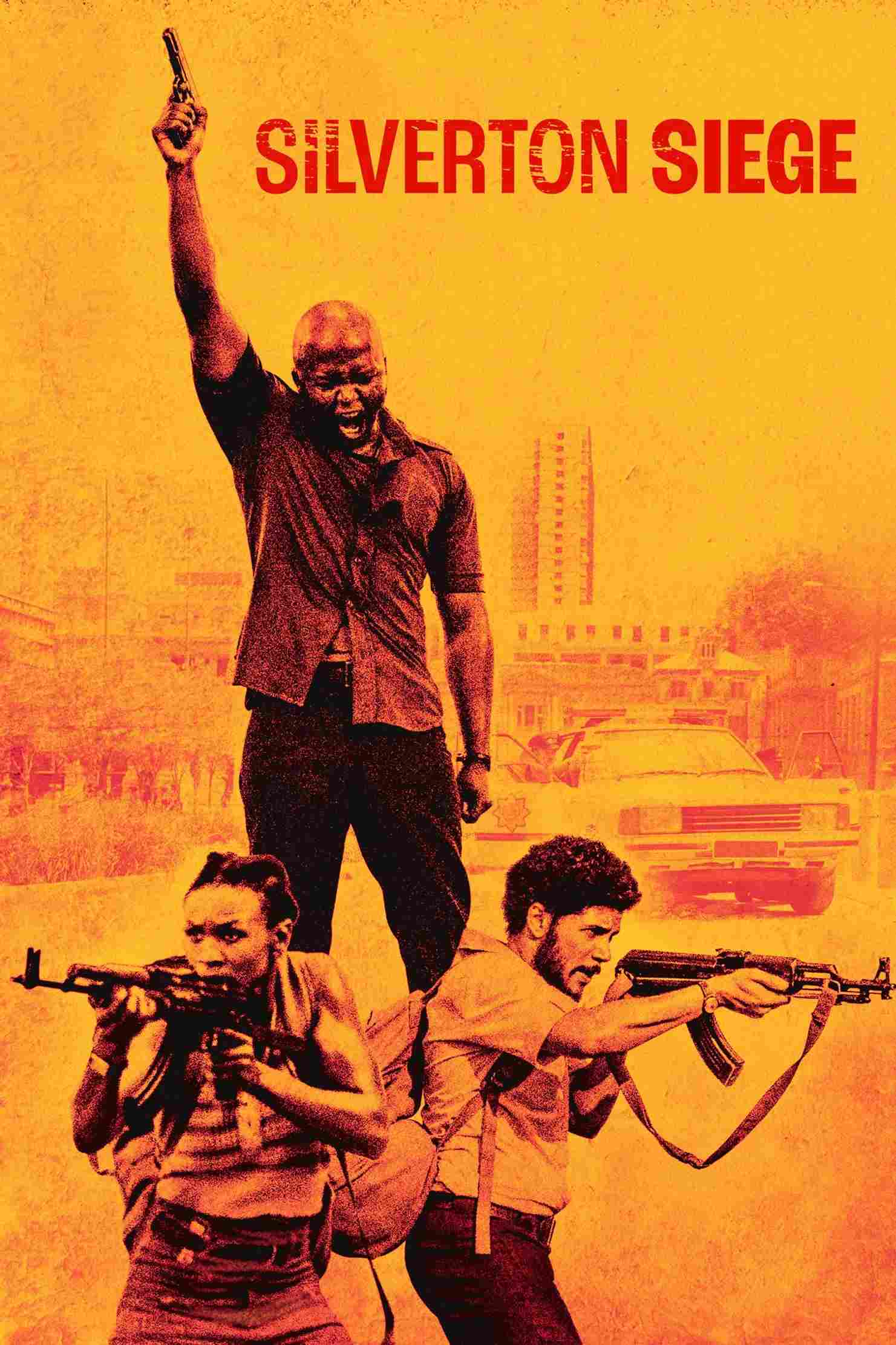 Poster chính thức của phim Phim Hành Động, Phim Hình Sự "Cuộc Vây Hãm Ngân Hàng Silverton" (Silverton Siege - 2022), với sự tham gia của diễn viên Thabo Rametsi và Noxolo Dlamini.